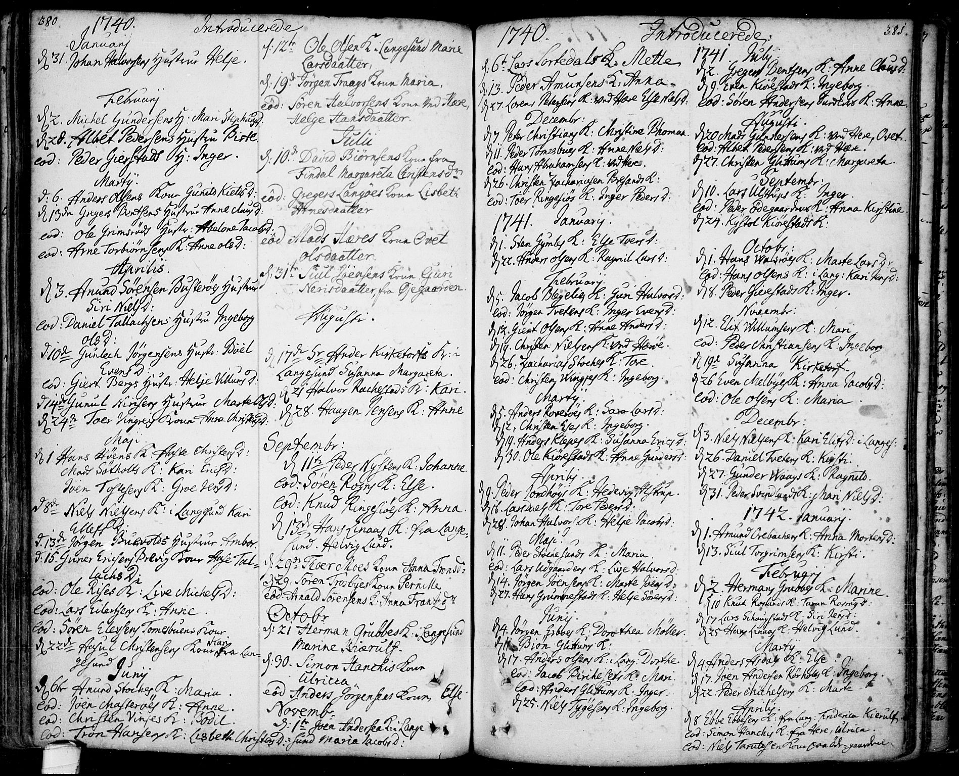 Bamble kirkebøker, AV/SAKO-A-253/F/Fa/L0001: Parish register (official) no. I 1, 1702-1774, p. 380-381