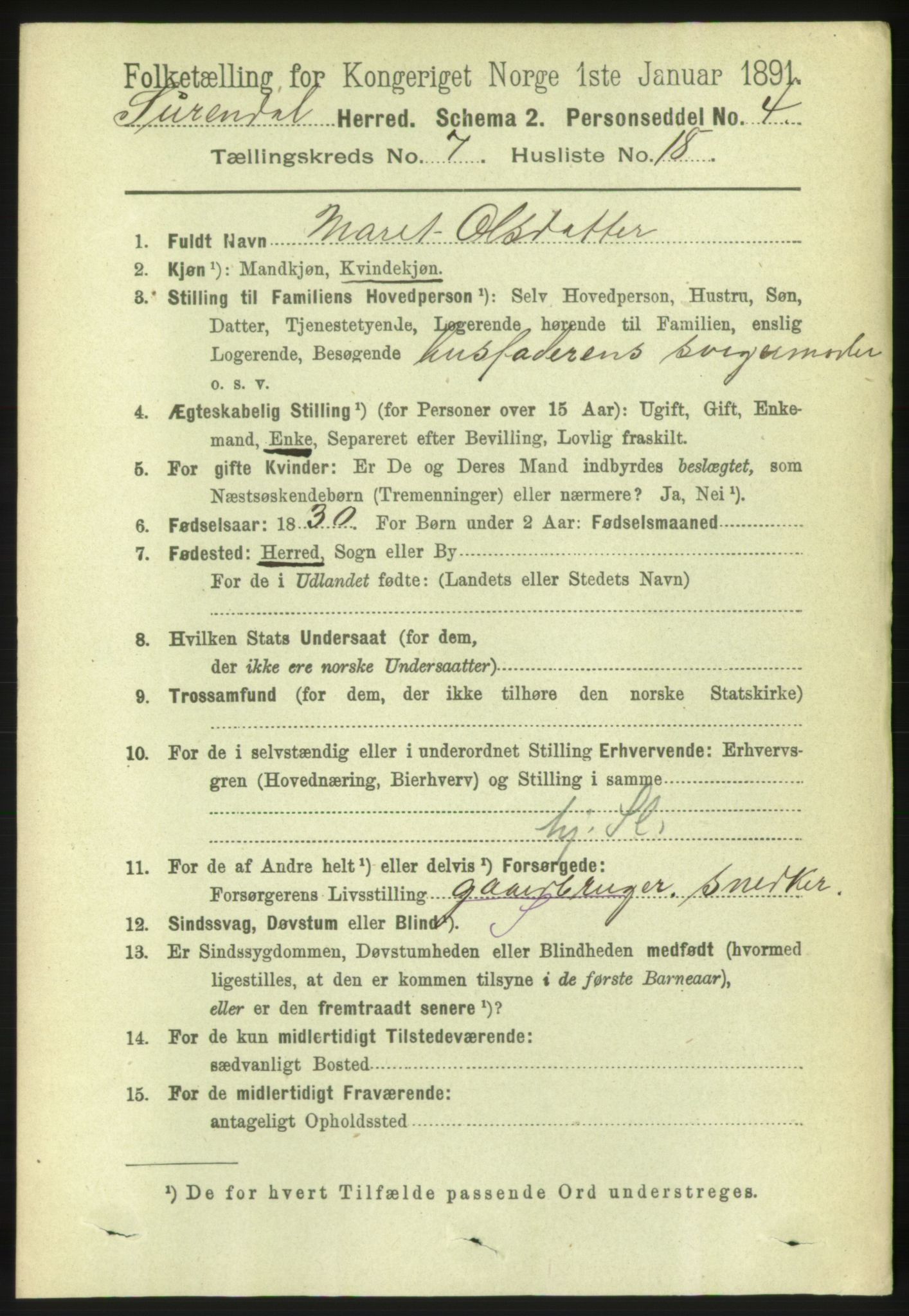RA, 1891 census for 1566 Surnadal, 1891, p. 1938