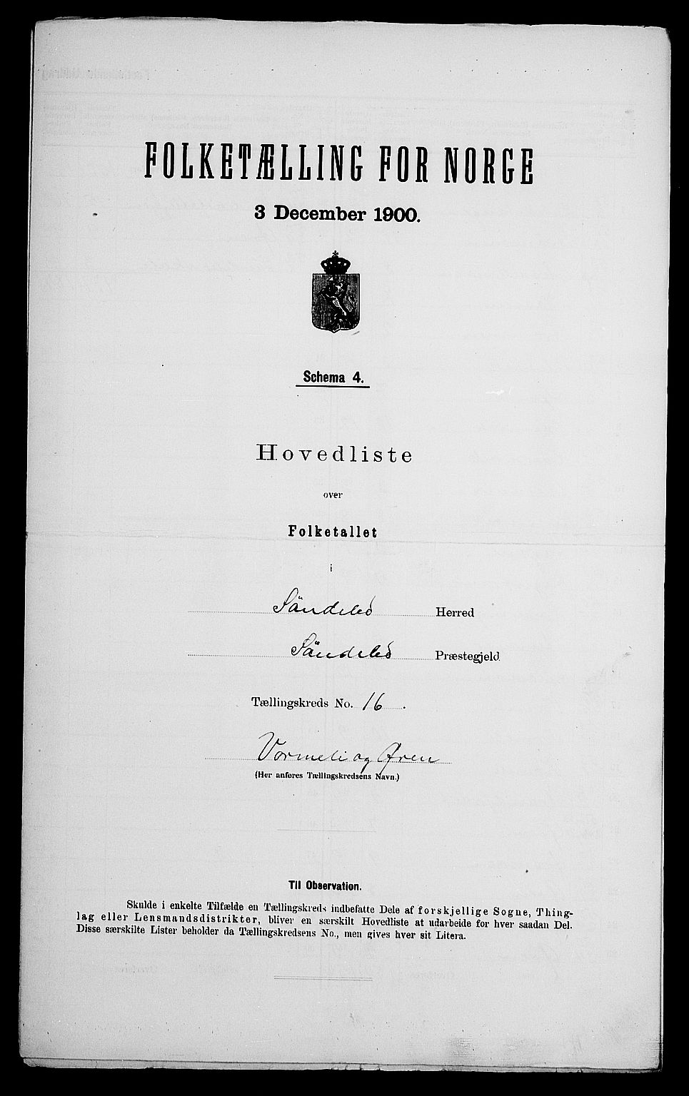 SAK, 1900 census for Søndeled, 1900, p. 75