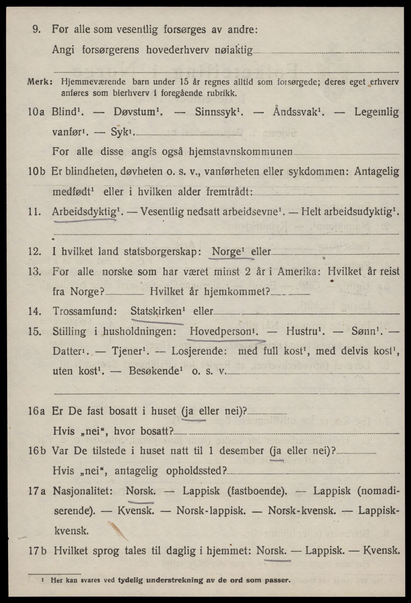 SAT, 1920 census for Leinstrand, 1920, p. 1572