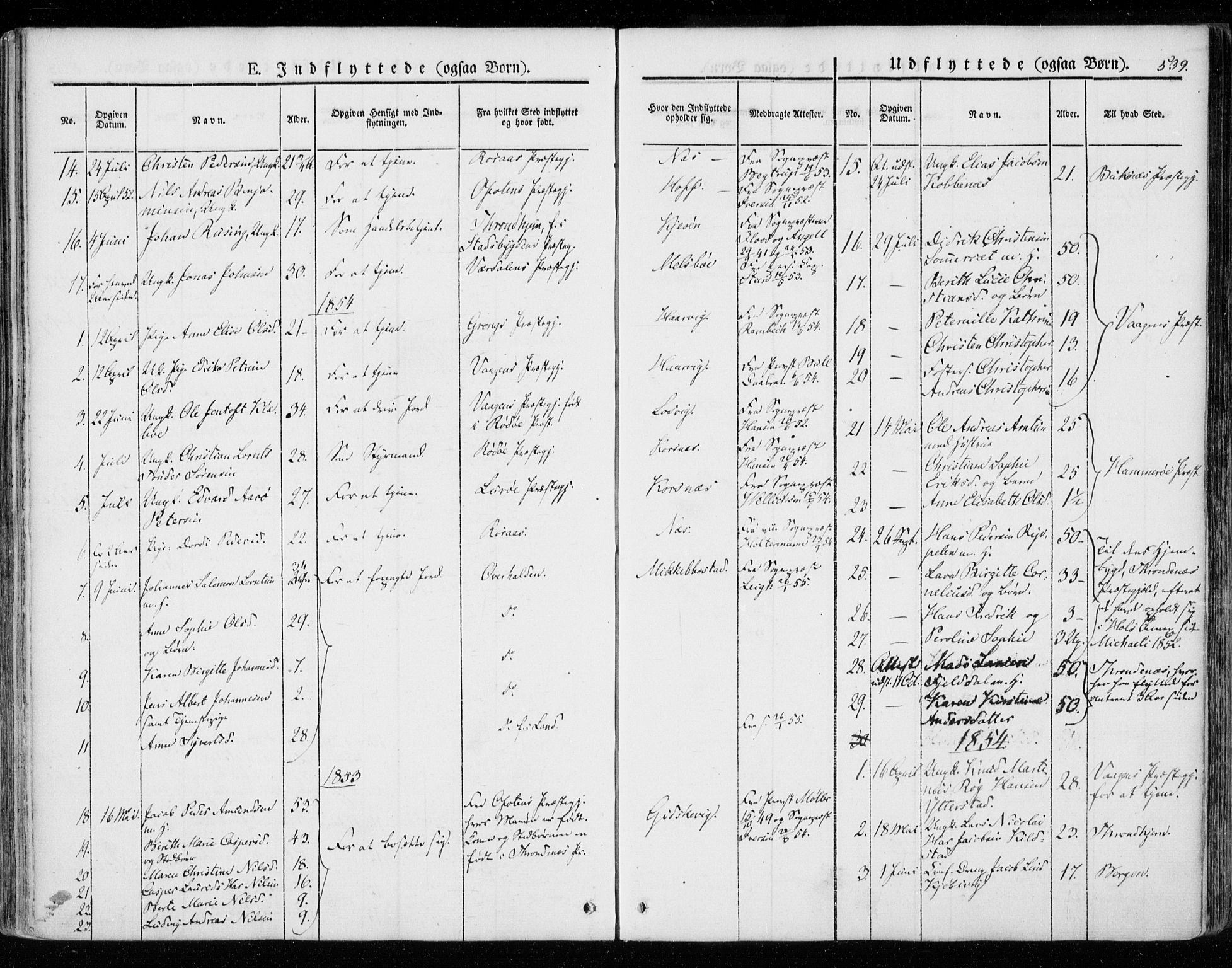 Ministerialprotokoller, klokkerbøker og fødselsregistre - Nordland, SAT/A-1459/872/L1033: Parish register (official) no. 872A08, 1840-1863, p. 539