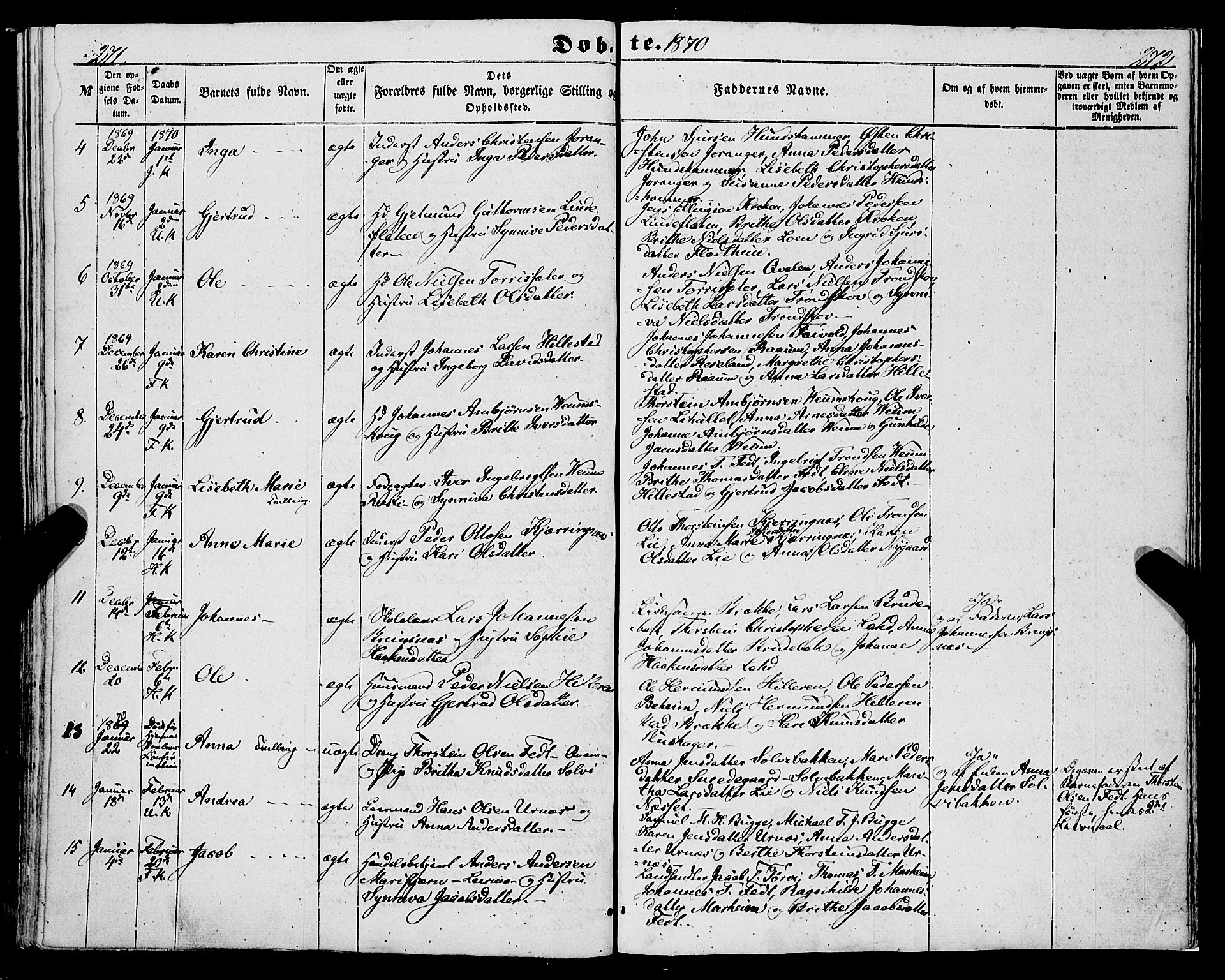 Hafslo sokneprestembete, AV/SAB-A-80301/H/Haa/Haaa/L0009: Parish register (official) no. A 9, 1852-1873, p. 271-272