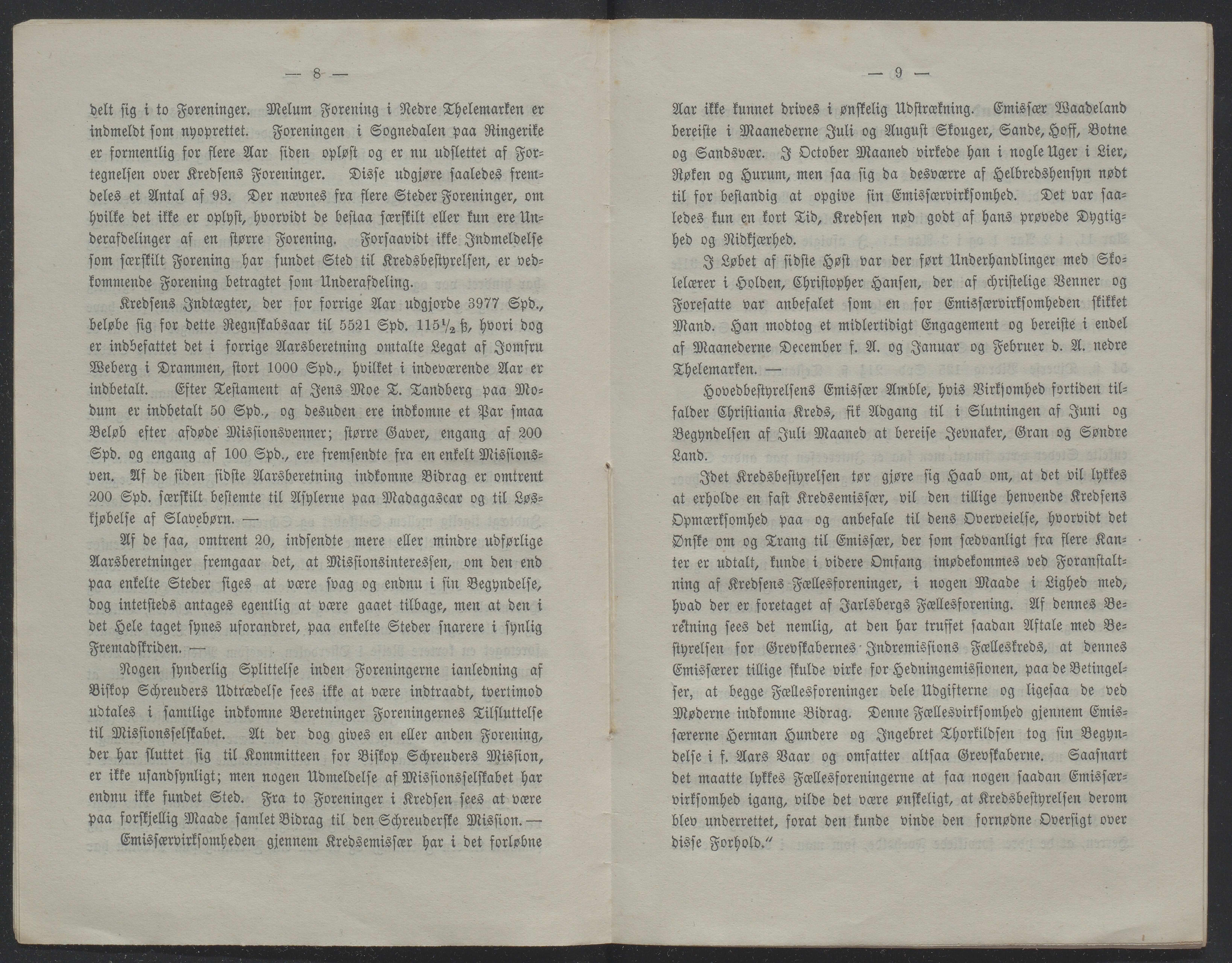 Det Norske Misjonsselskap - hovedadministrasjonen, VID/MA-A-1045/D/Db/Dba/L0338/0003: Beretninger, Bøker, Skrifter o.l   / Årsberetninger 33, 1875, p. 8-9