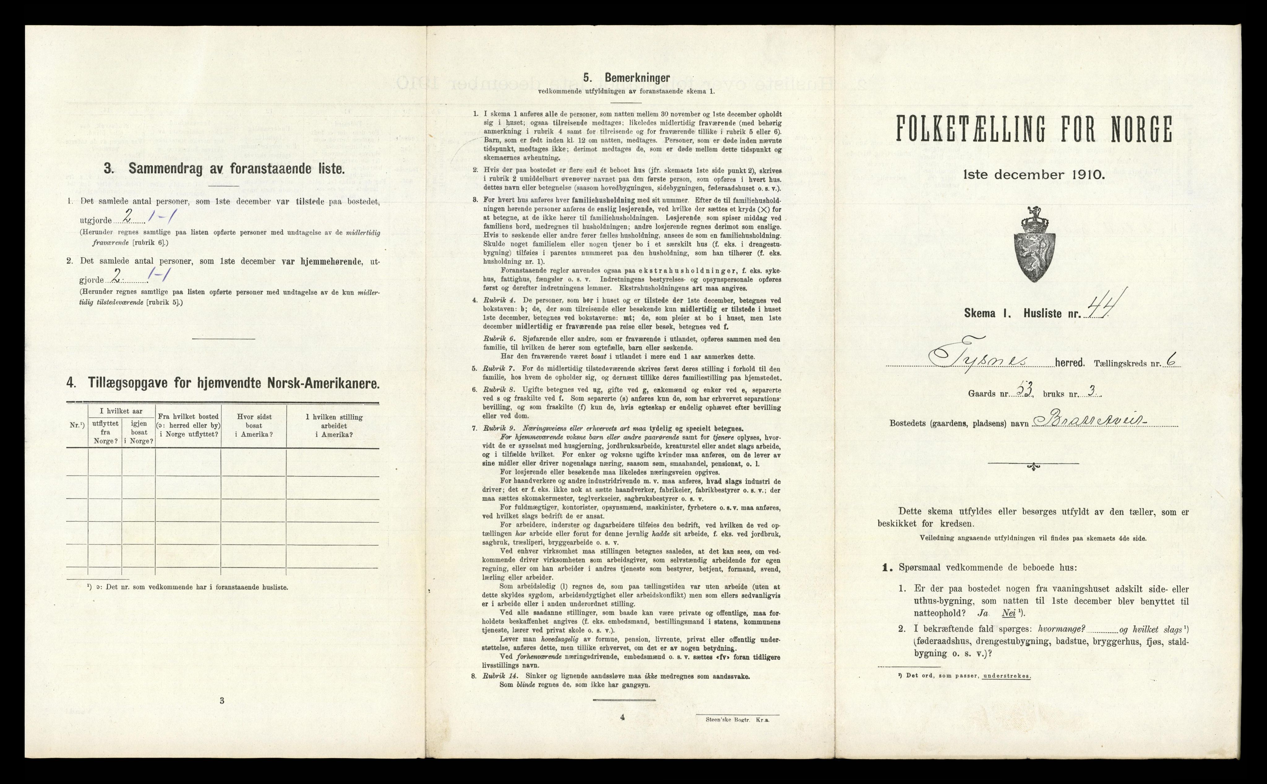 RA, 1910 census for Tysnes, 1910, p. 672