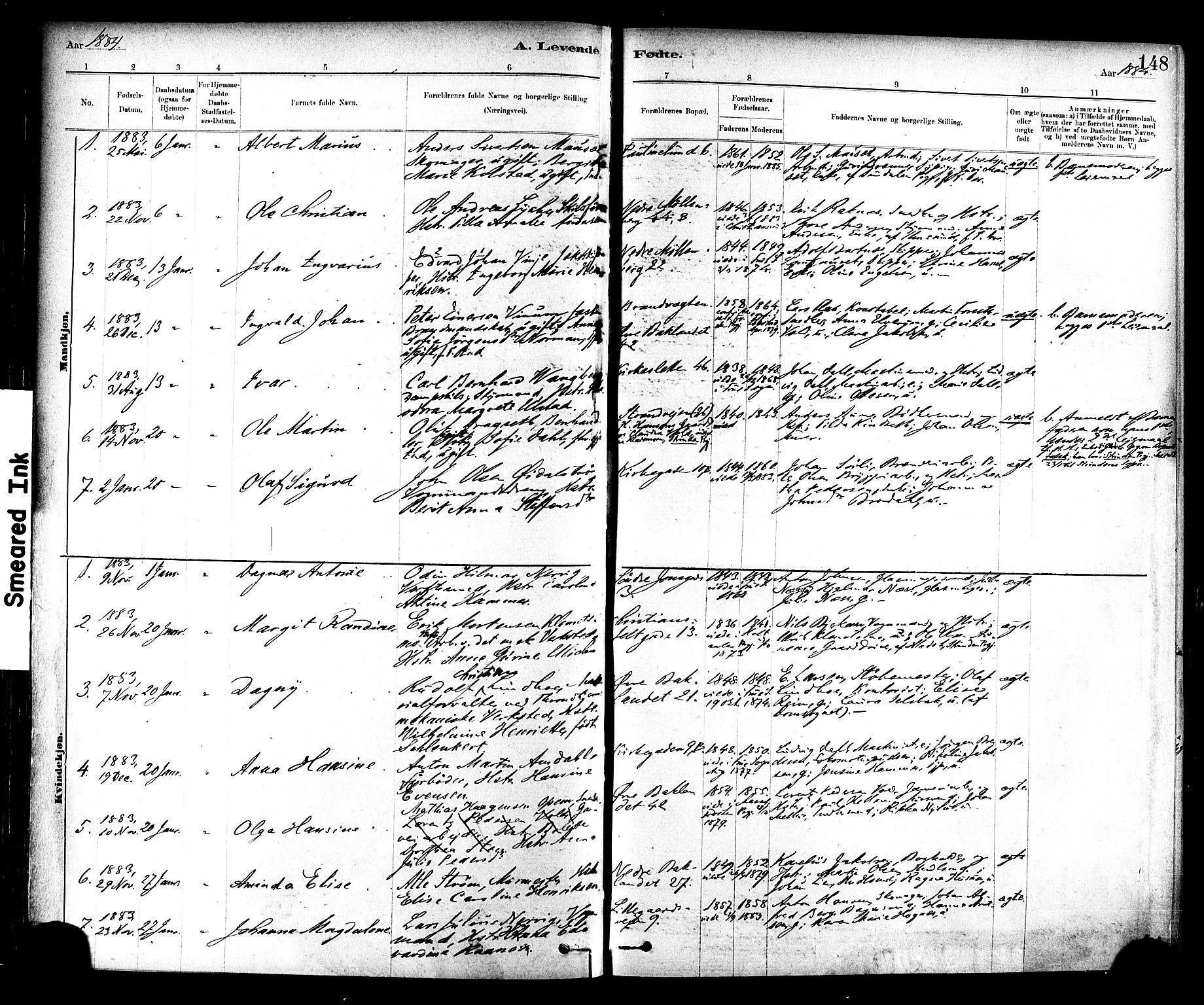 Ministerialprotokoller, klokkerbøker og fødselsregistre - Sør-Trøndelag, SAT/A-1456/604/L0188: Parish register (official) no. 604A09, 1878-1892, p. 148