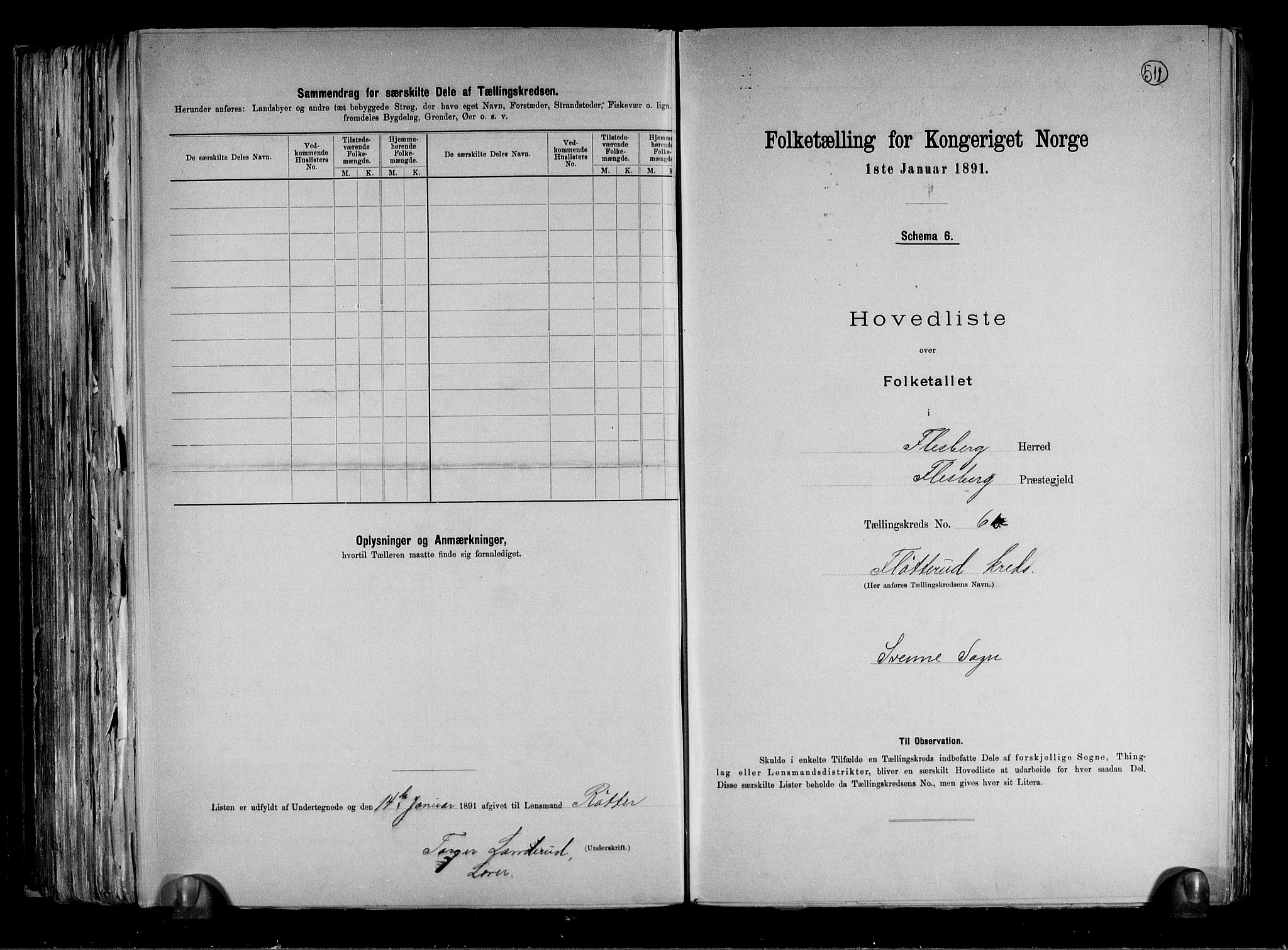 RA, 1891 census for 0631 Flesberg, 1891, p. 16