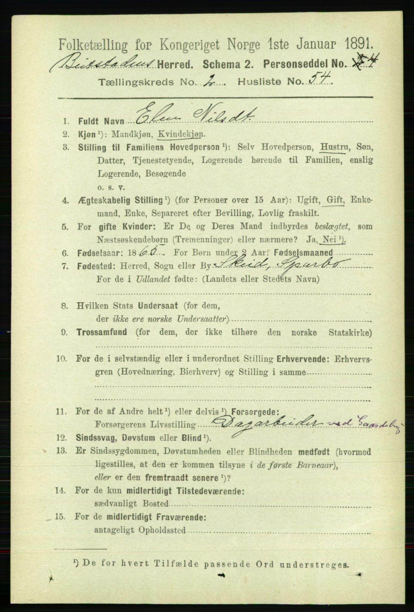 RA, 1891 census for 1727 Beitstad, 1891, p. 674