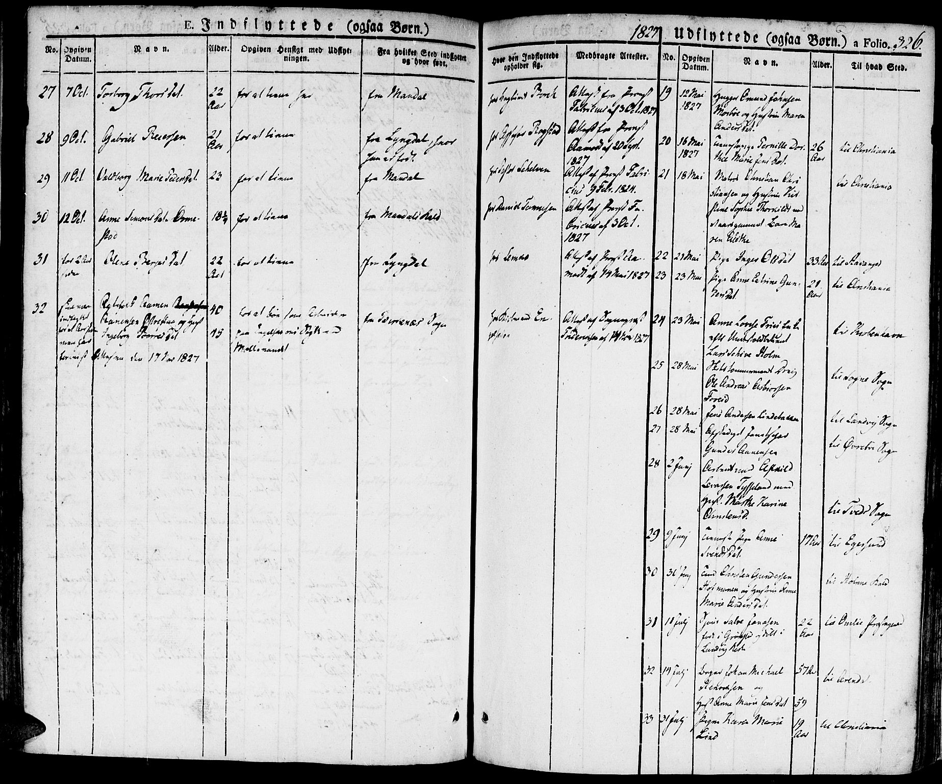 Kristiansand domprosti, AV/SAK-1112-0006/F/Fa/L0009: Parish register (official) no. A 9, 1821-1827, p. 326