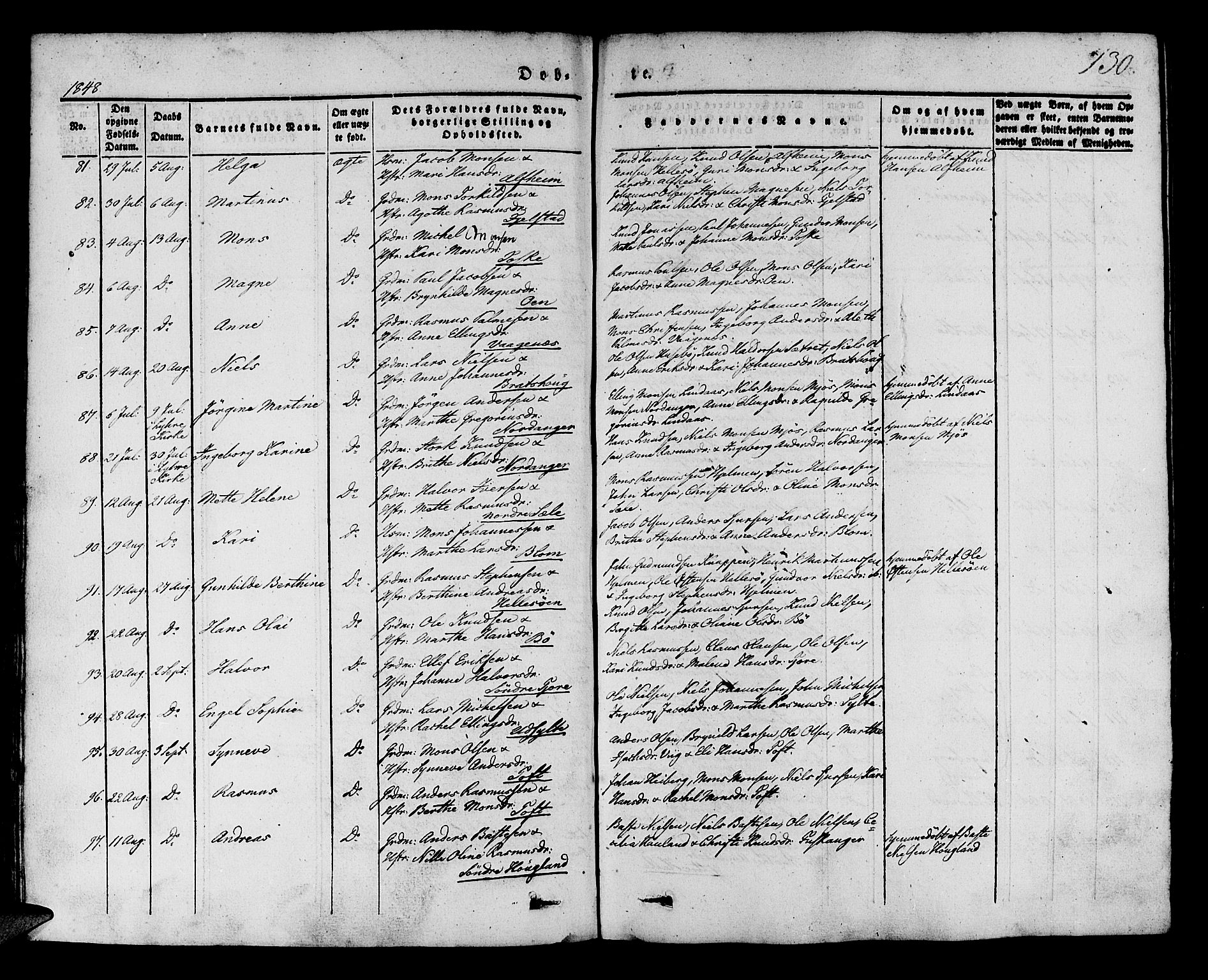 Manger sokneprestembete, AV/SAB-A-76801/H/Haa: Parish register (official) no. A 5, 1839-1848, p. 130