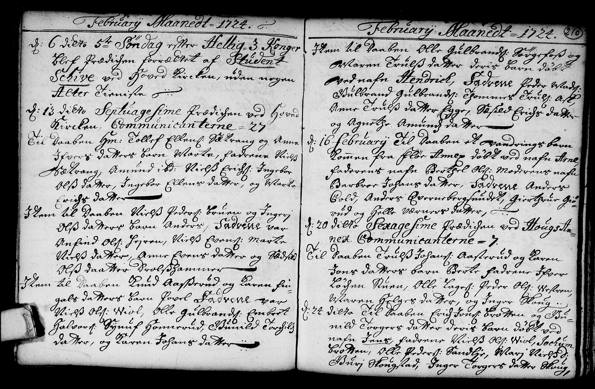 Norderhov kirkebøker, AV/SAKO-A-237/G/Ga/L0001: Parish register (copy) no. I 1, 1717-1725, p. 210