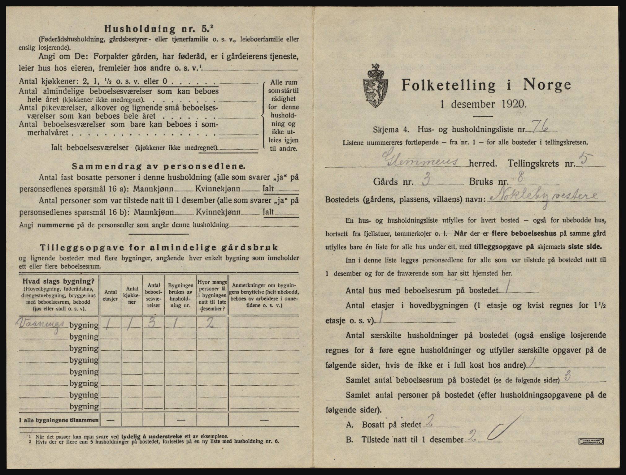 SAO, 1920 census for Glemmen, 1920, p. 1807