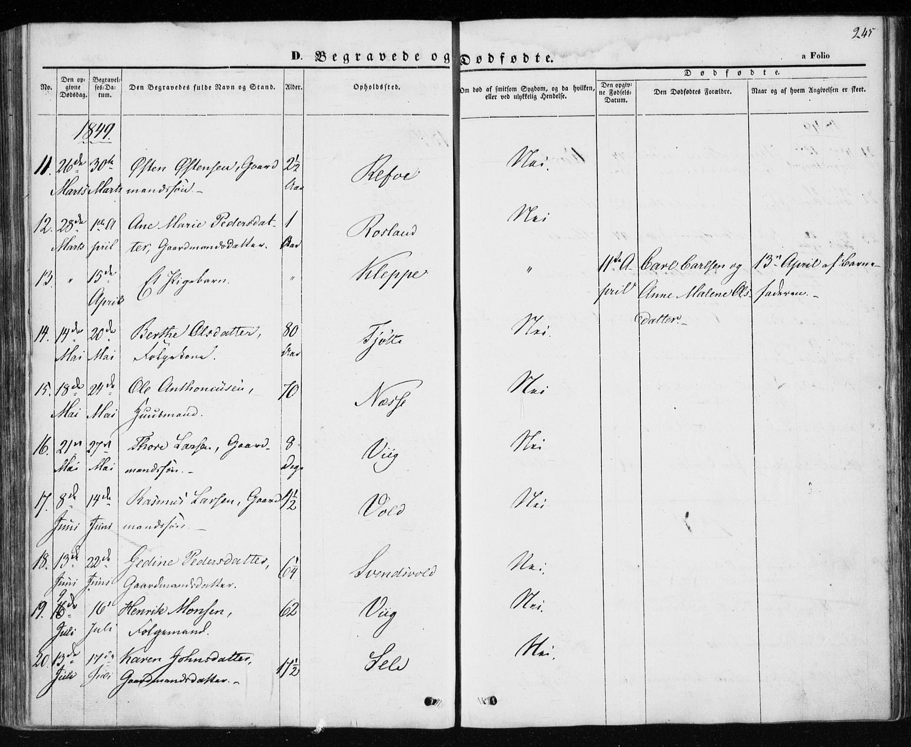 Klepp sokneprestkontor, AV/SAST-A-101803/001/3/30BA/L0004: Parish register (official) no. A 4, 1842-1852, p. 245