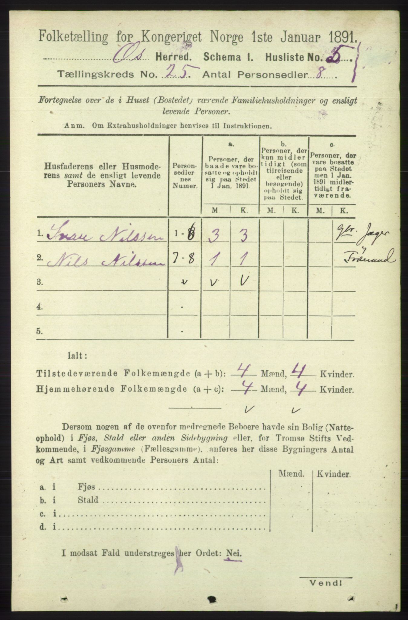 RA, 1891 census for 1243 Os, 1891, p. 5336