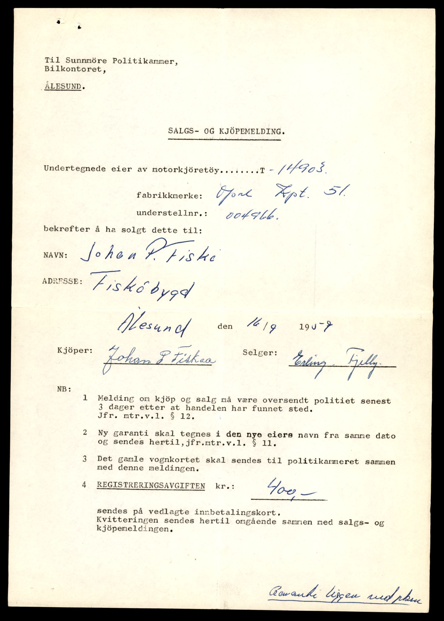 Møre og Romsdal vegkontor - Ålesund trafikkstasjon, AV/SAT-A-4099/F/Fe/L0049: Registreringskort for kjøretøy T 14864 - T 18613, 1927-1998, p. 905