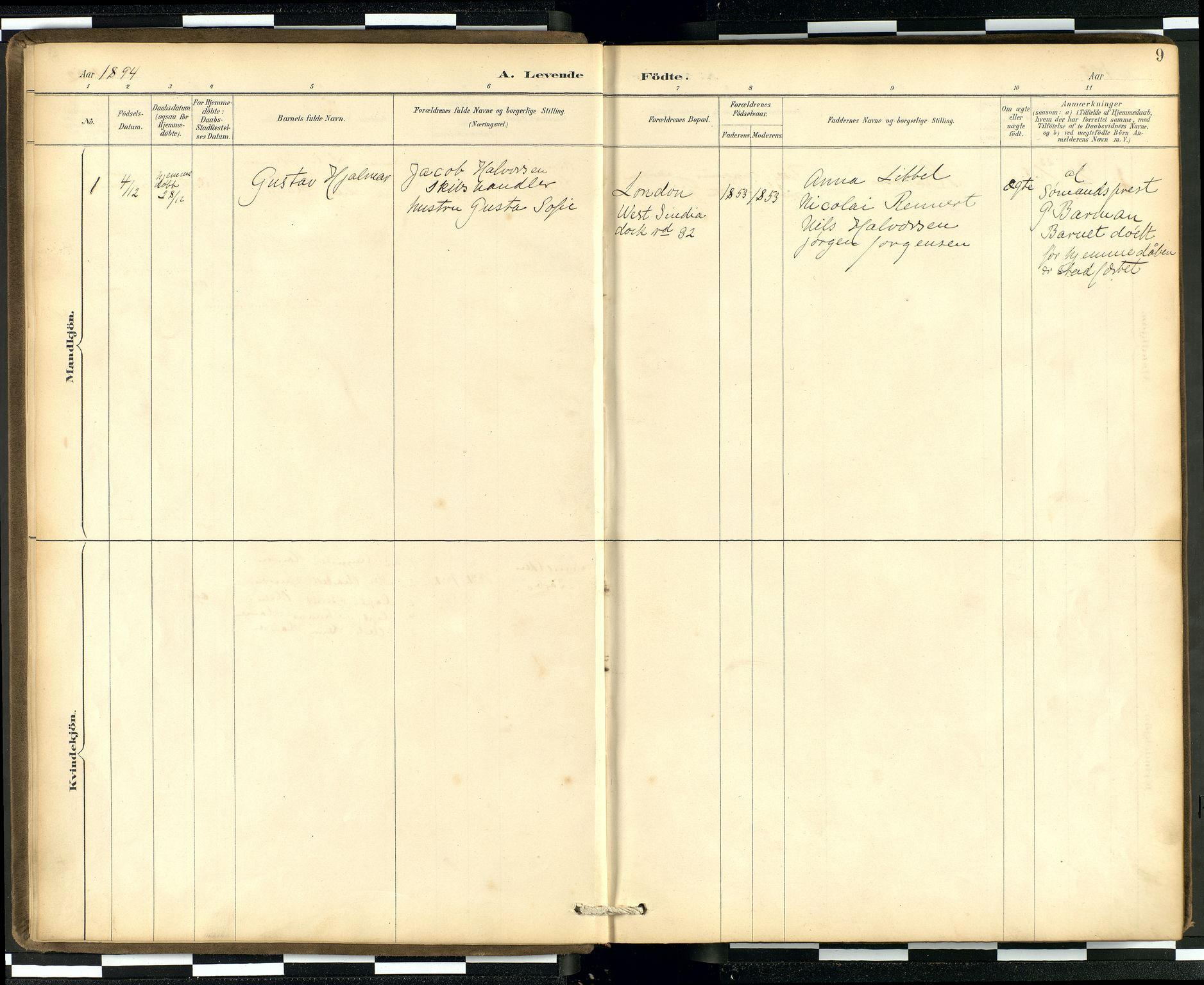  Den norske sjømannsmisjon i utlandet/London m/bistasjoner, SAB/SAB/PA-0103/H/Ha/L0002: Parish register (official) no. A 2, 1887-1903, p. 8b-9a