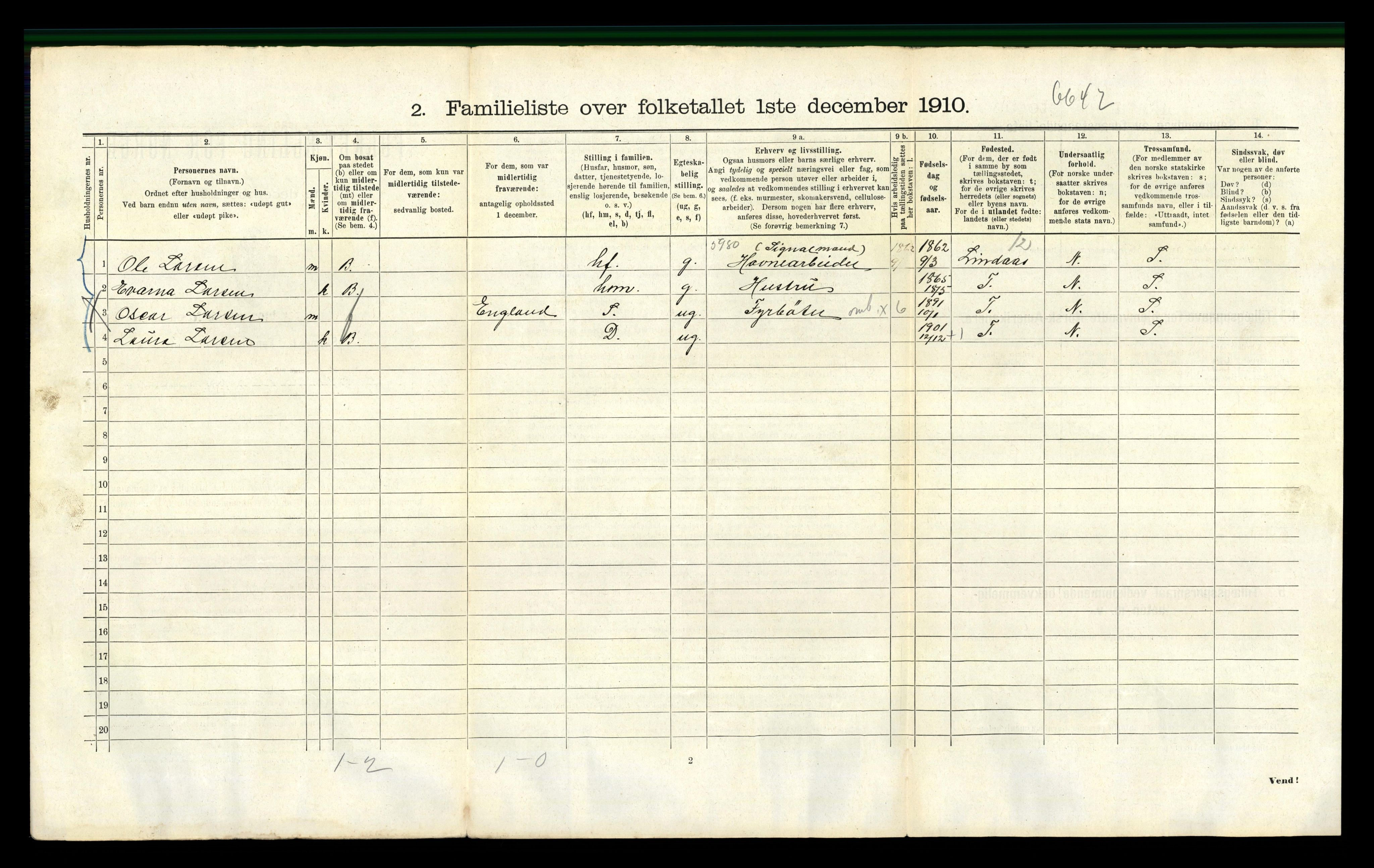 RA, 1910 census for Bergen, 1910, p. 33358