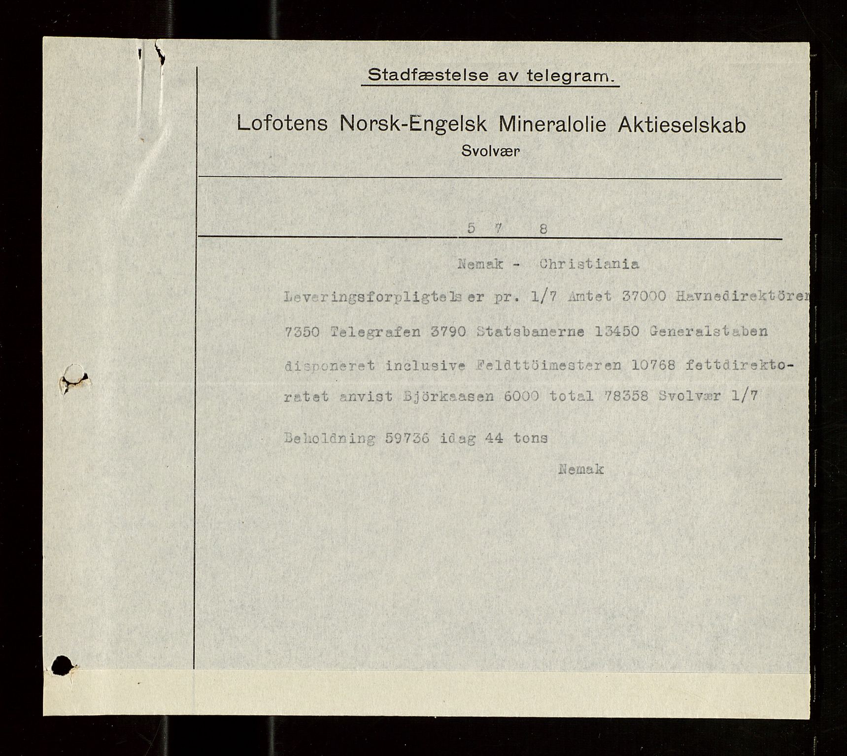 Pa 1521 - A/S Norske Shell, SAST/A-101915/E/Ea/Eaa/L0021: Sjefskorrespondanse, 1918, p. 187