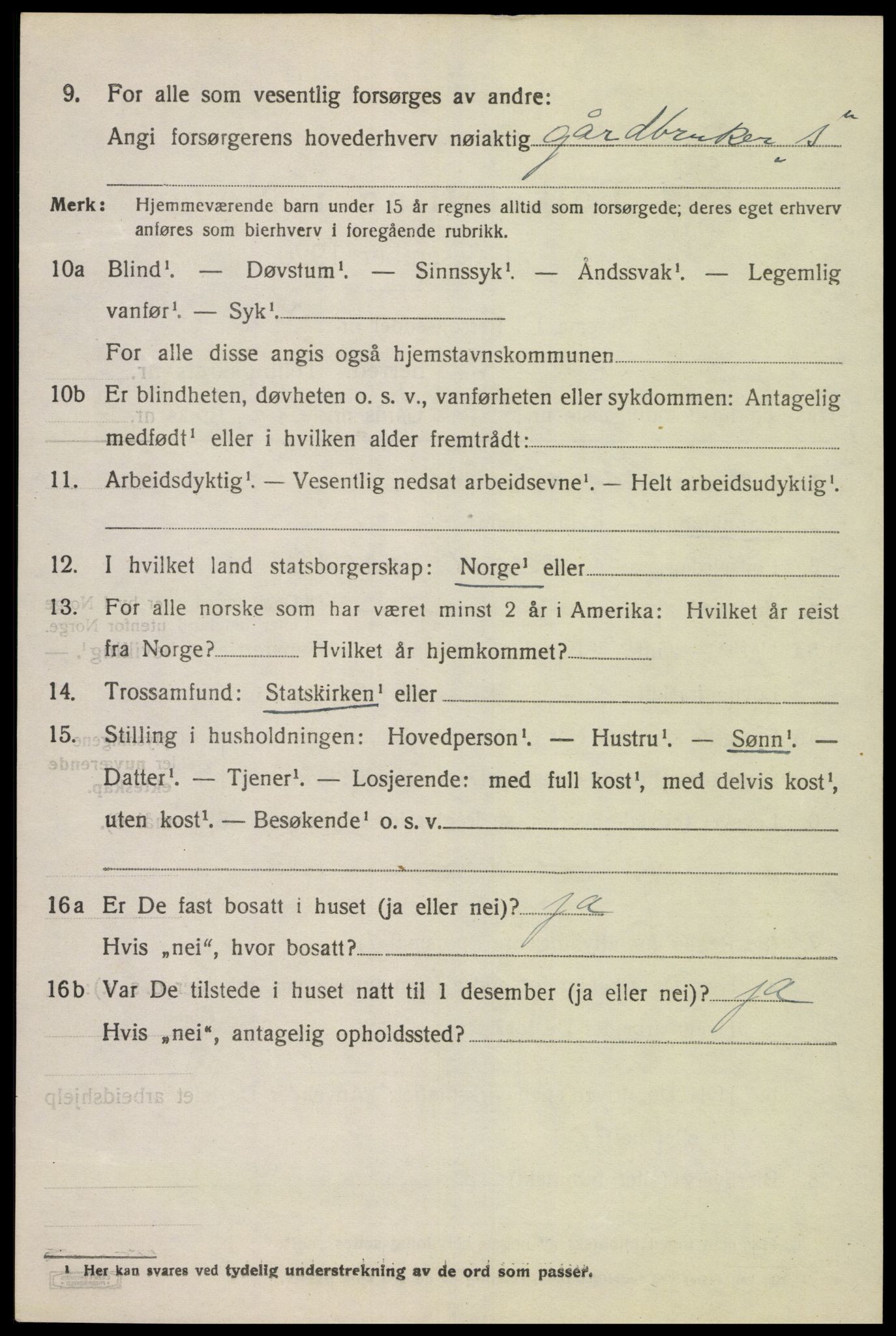 SAK, 1920 census for Lyngdal, 1920, p. 1568