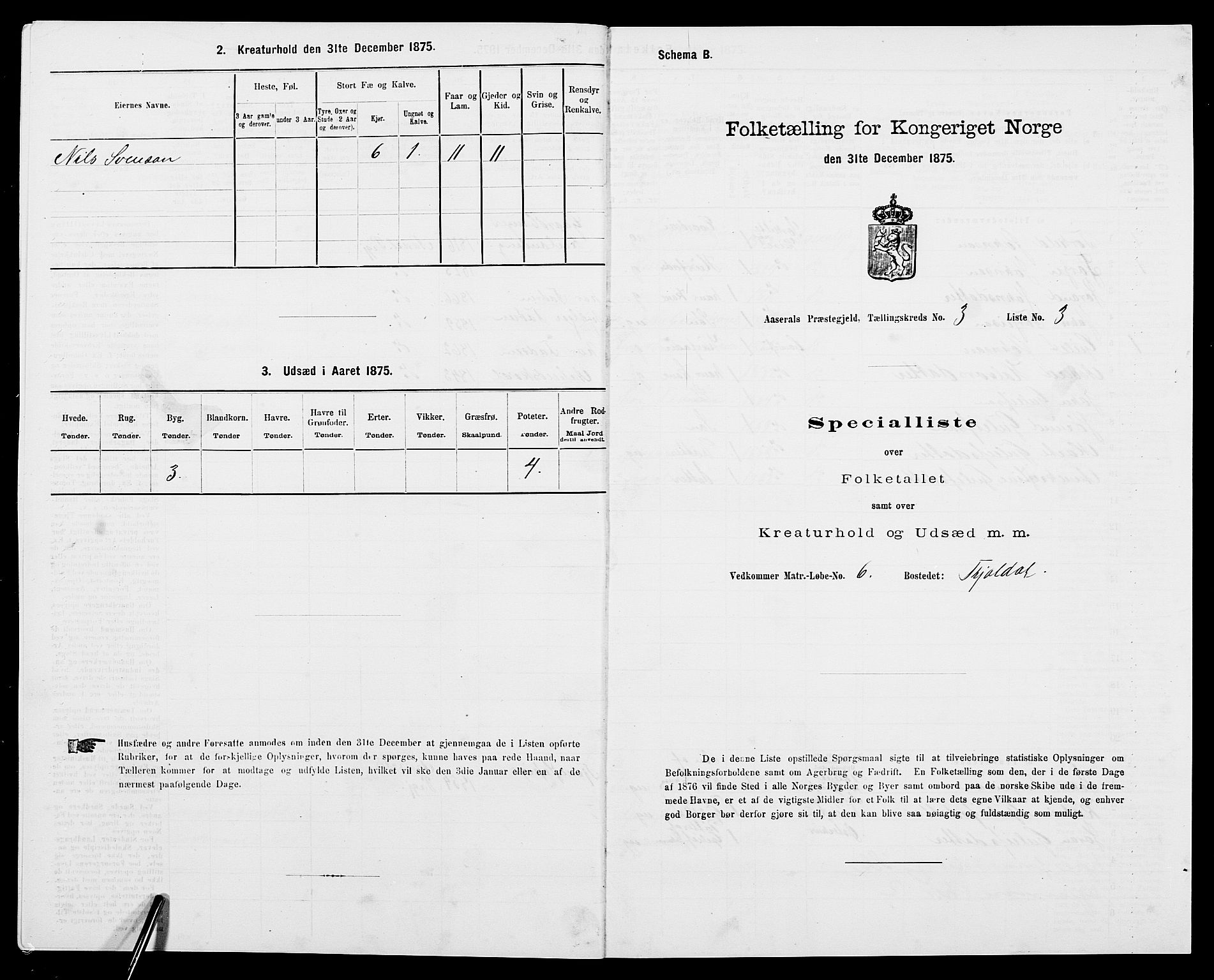 SAK, 1875 census for 0980P Åseral, 1875, p. 222