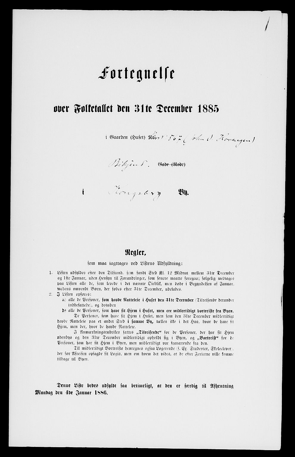 SAKO, 1885 census for 0604 Kongsberg, 1885, p. 1326