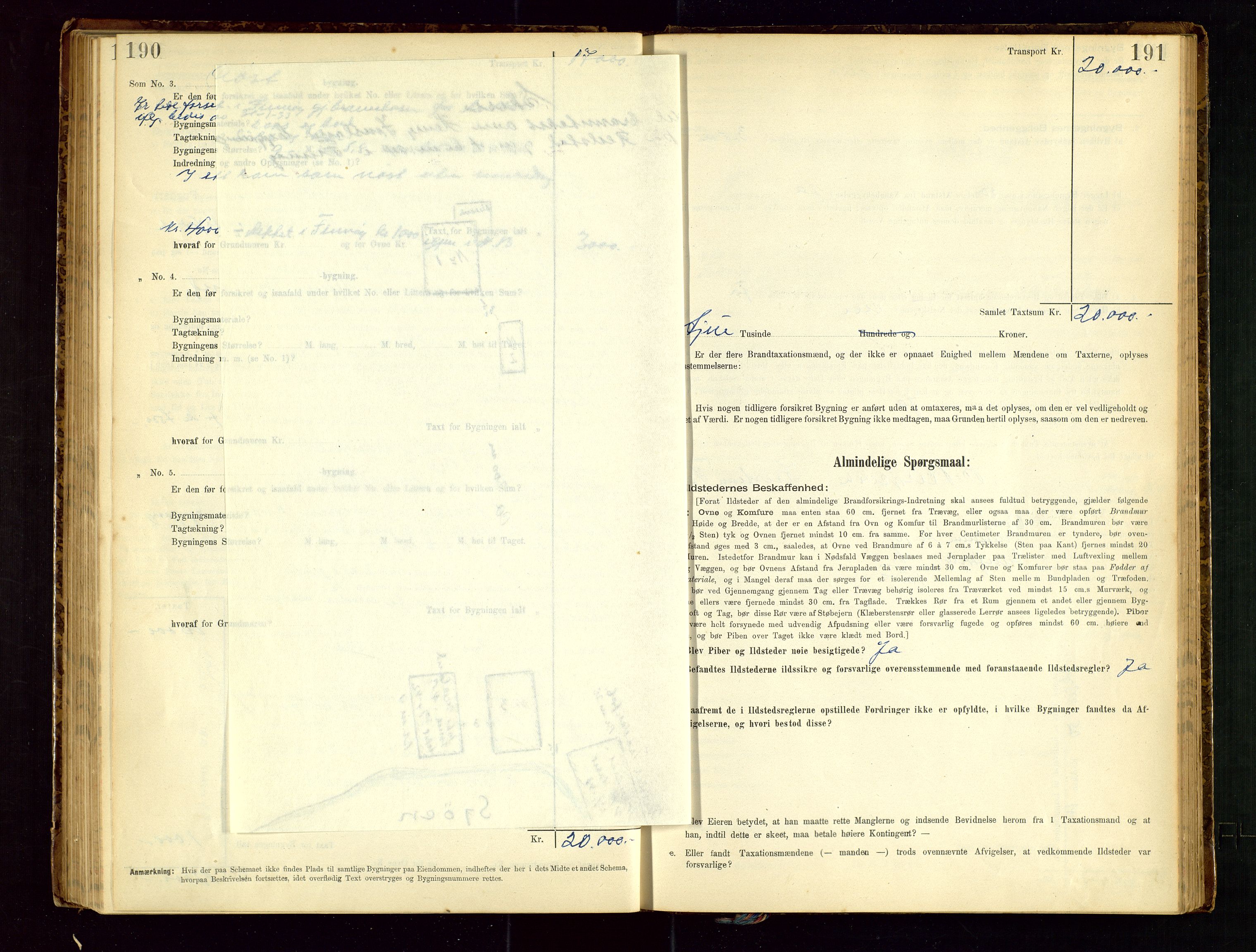 Finnøy lensmannskontor, AV/SAST-A-100442/Goa/L0003: Branntakstprotokoll - skjemaprotokoll, 1896-1954, p. 190-191