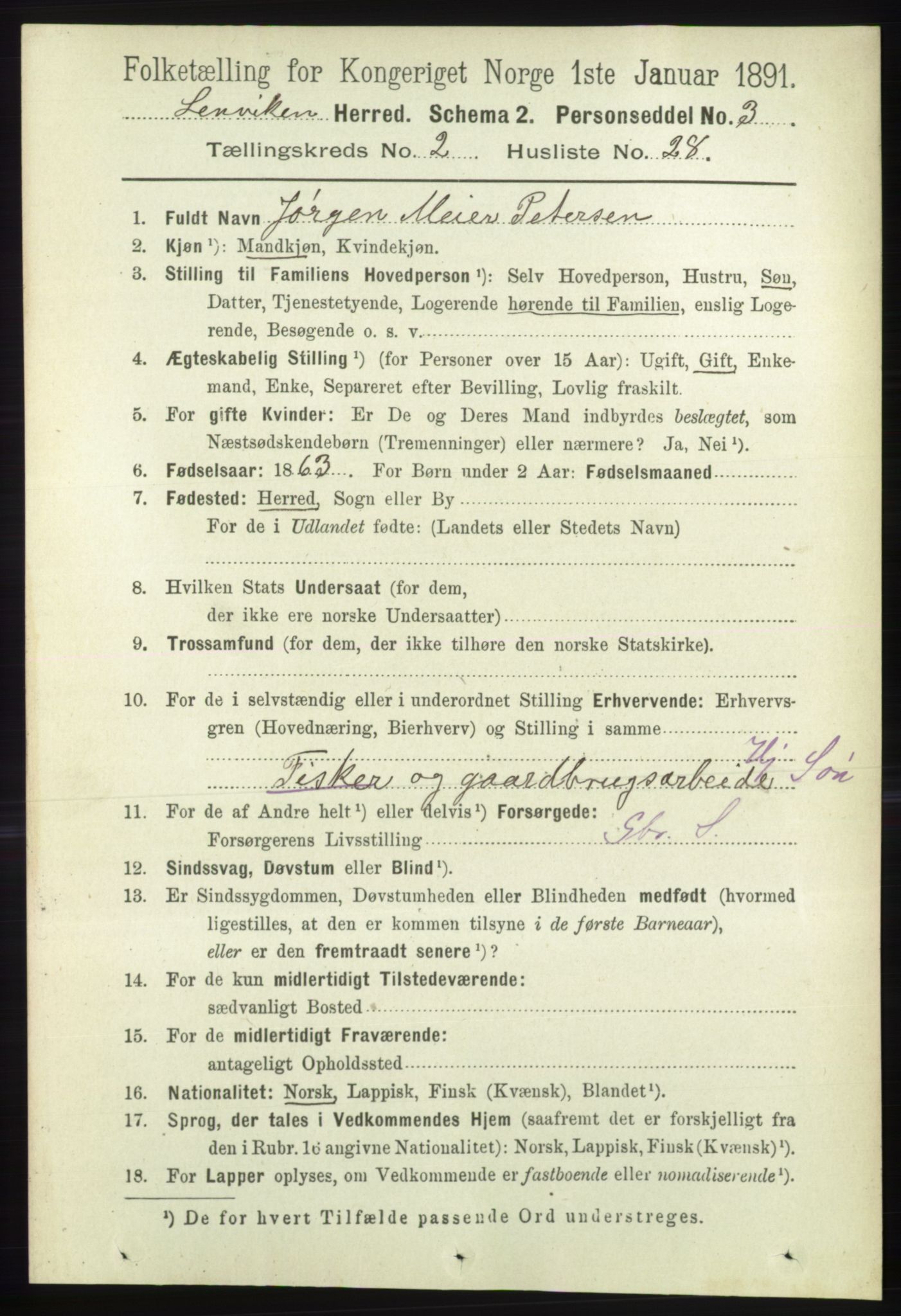 RA, 1891 census for 1931 Lenvik, 1891, p. 964