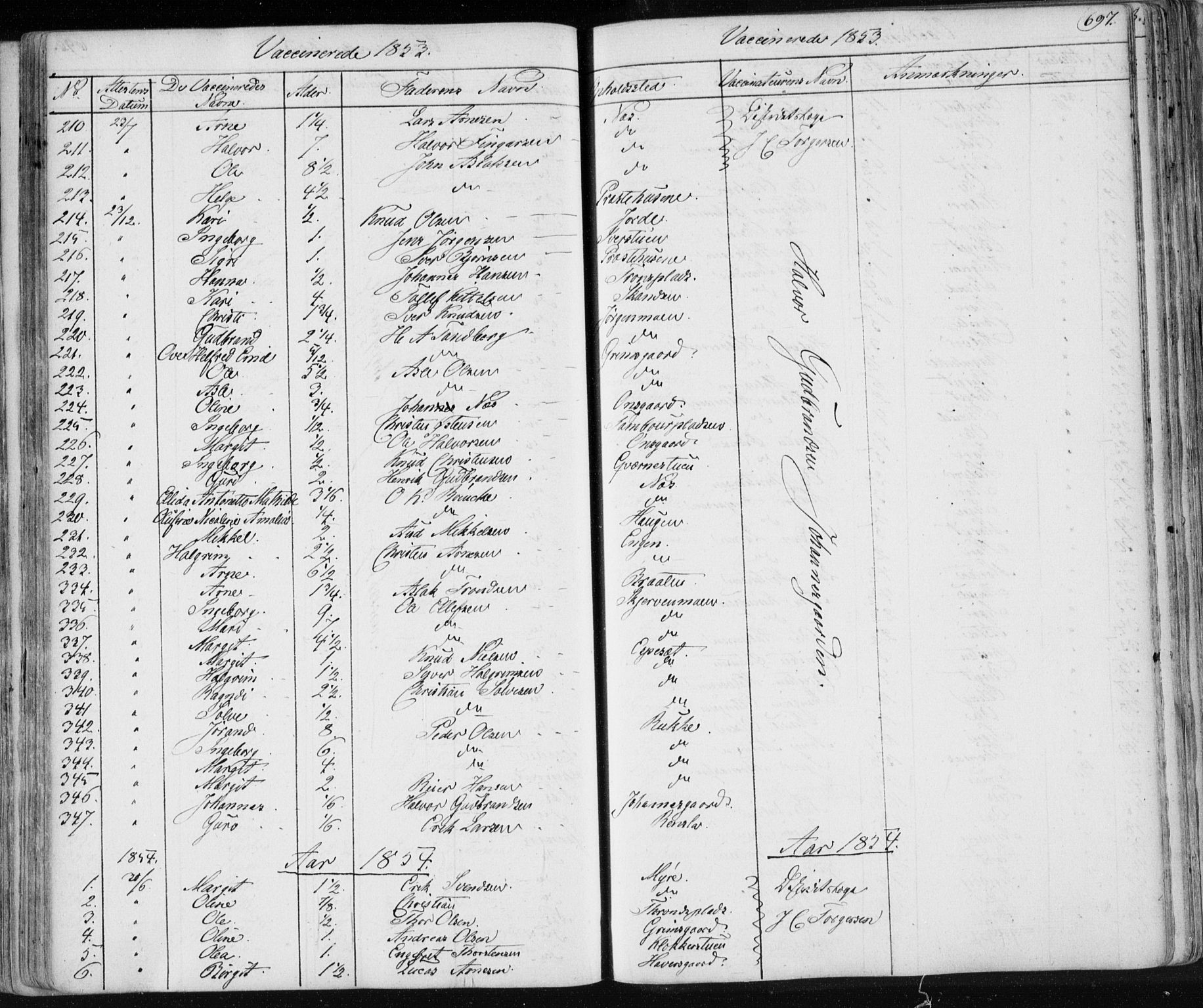 Nes kirkebøker, AV/SAKO-A-236/F/Fa/L0009: Parish register (official) no. 9, 1834-1863, p. 697