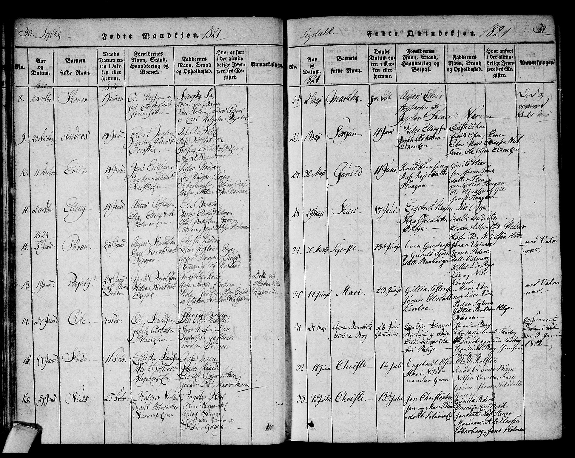 Sigdal kirkebøker, AV/SAKO-A-245/F/Fa/L0005: Parish register (official) no. I 5 /1, 1815-1829, p. 50-51