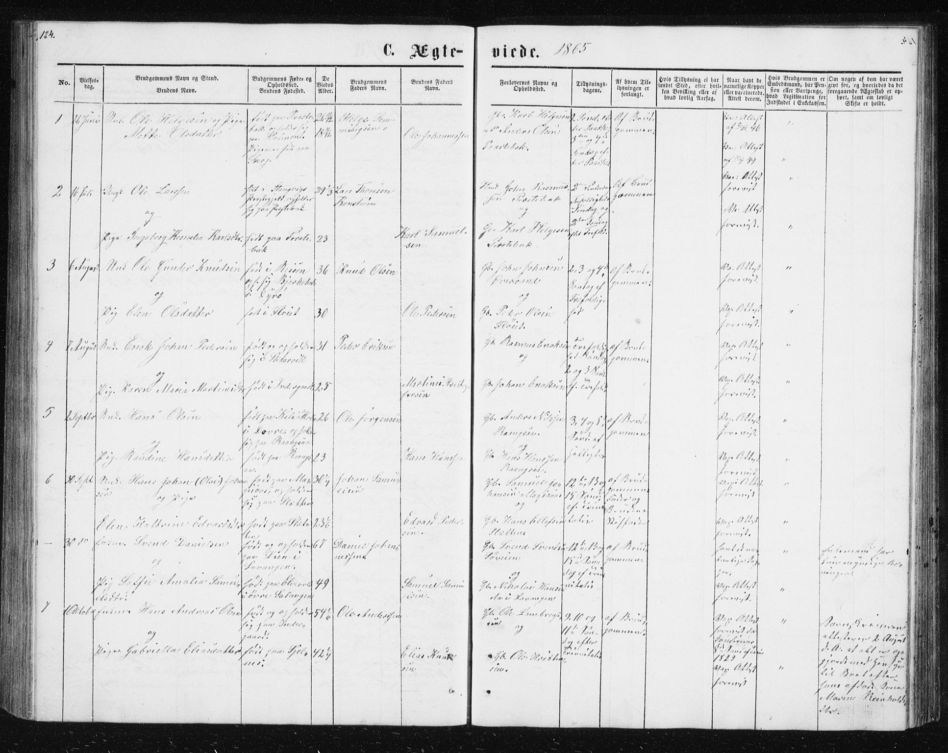 Ibestad sokneprestembete, SATØ/S-0077/H/Ha/Hab/L0013klokker: Parish register (copy) no. 13, 1865-1879, p. 124