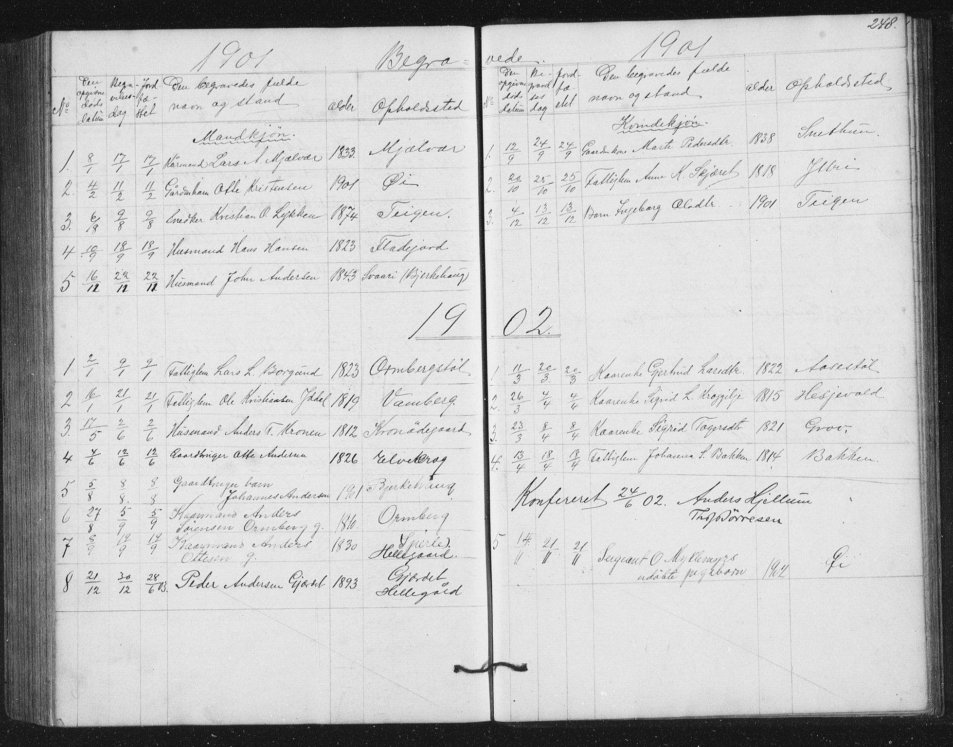 Jostedal sokneprestembete, AV/SAB-A-80601/H/Hab/Haba/L0001: Parish register (copy) no. A 1, 1861-1906, p. 248