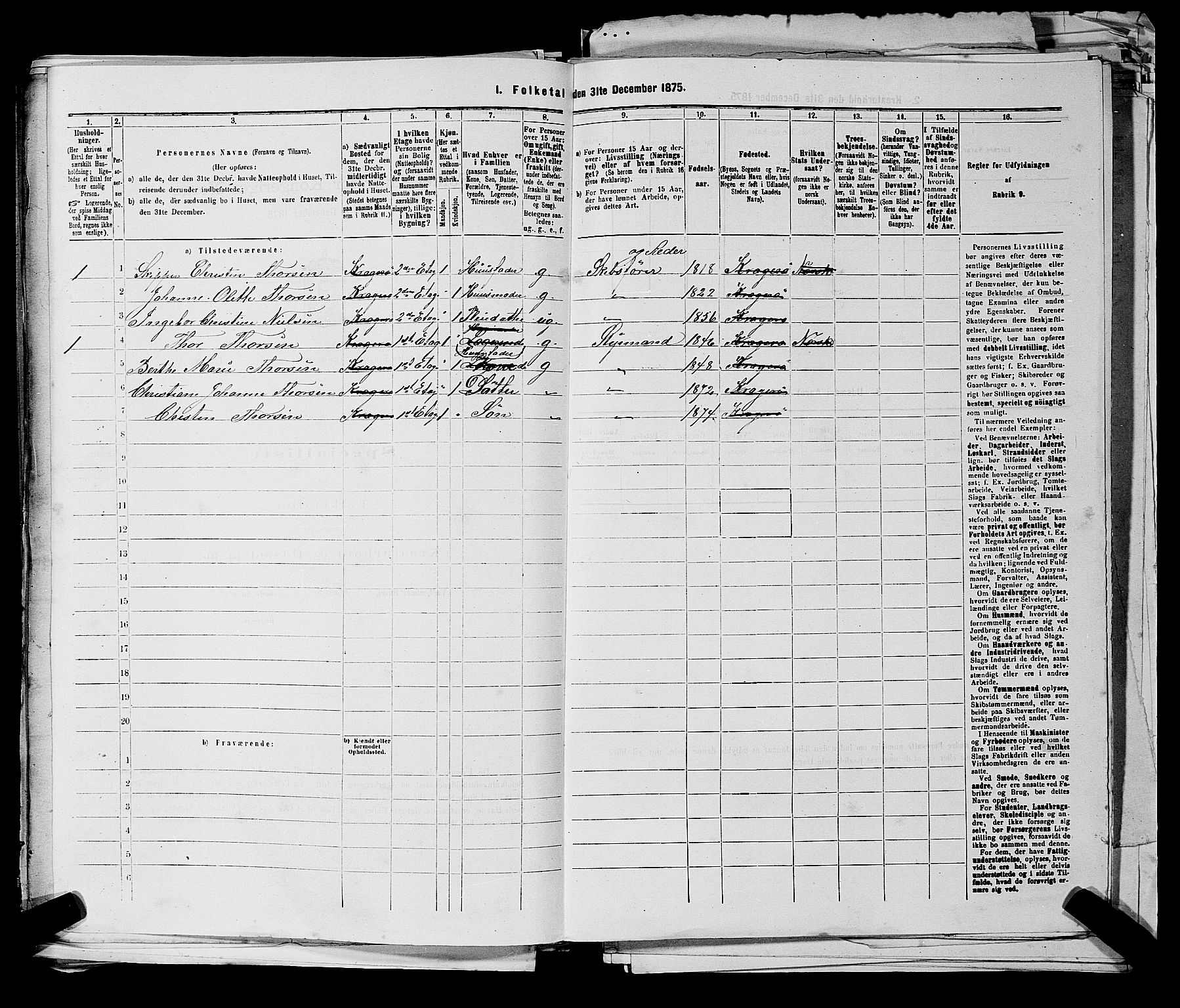 SAKO, 1875 census for 0801P Kragerø, 1875, p. 662