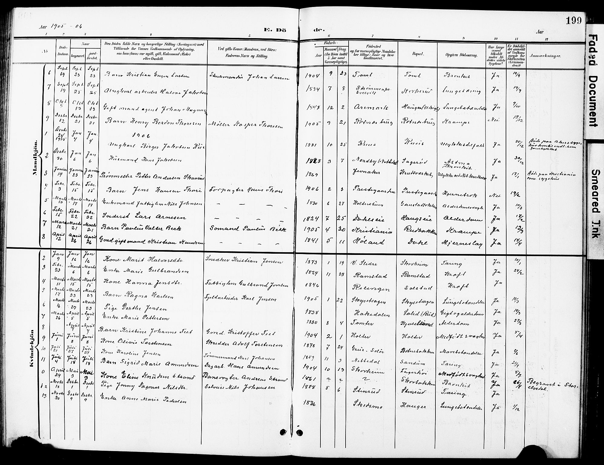 Nittedal prestekontor Kirkebøker, SAO/A-10365a/G/Ga/L0003: Parish register (copy) no. I 3, 1902-1929, p. 199
