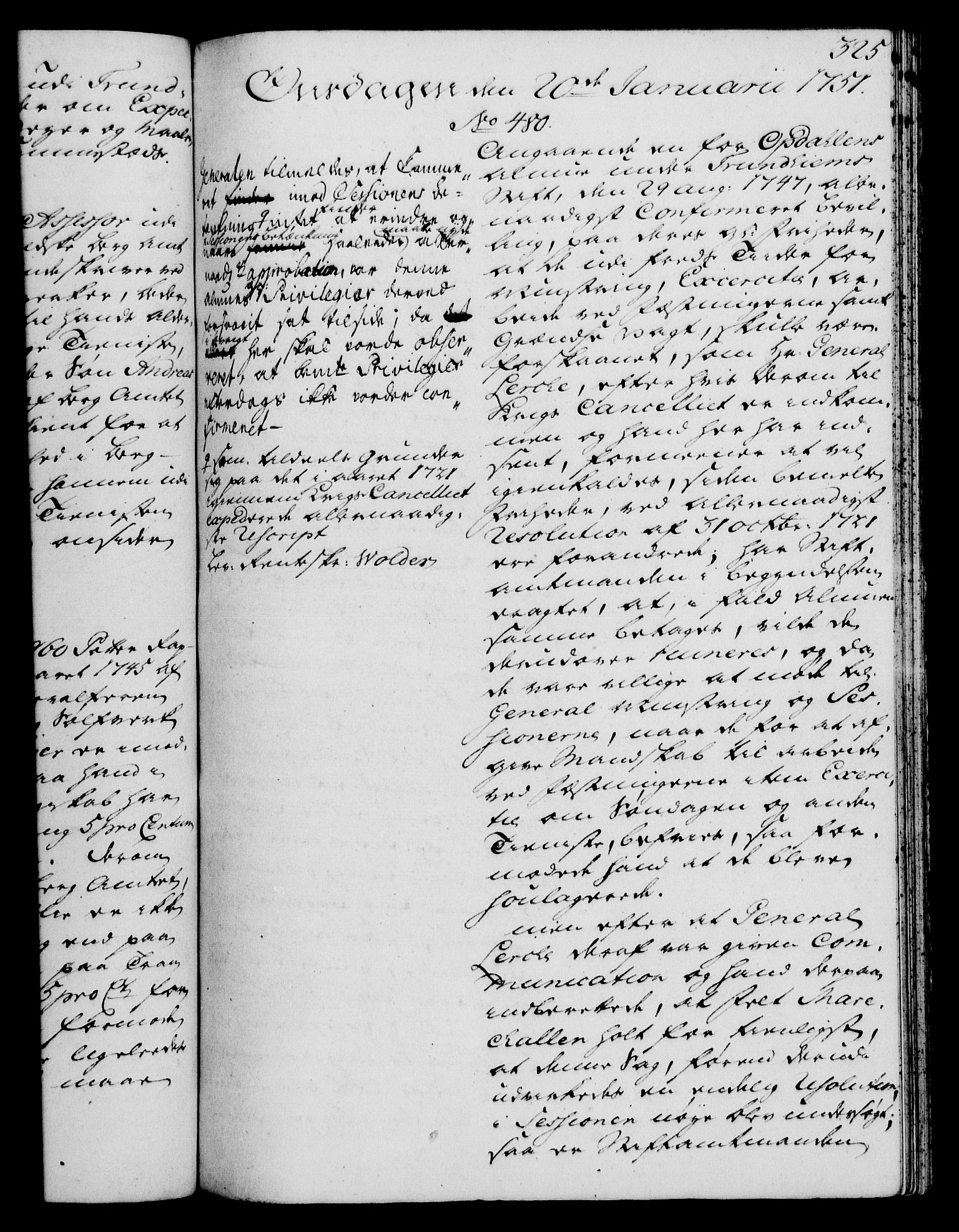 Rentekammeret, Kammerkanselliet, RA/EA-3111/G/Gh/Gha/L0030: Norsk ekstraktmemorialprotokoll (merket RK 53.75), 1749-1751, p. 325