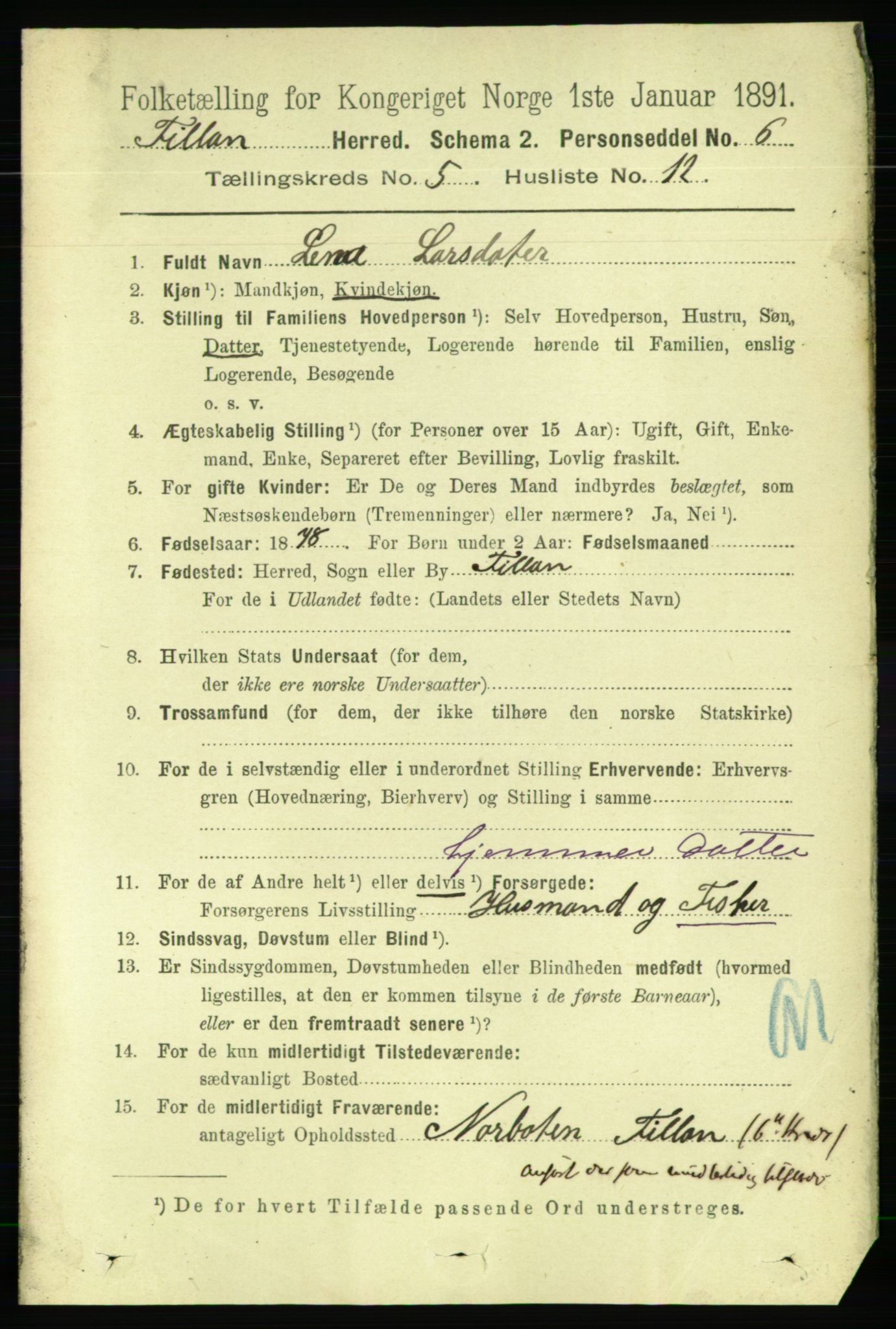 RA, 1891 census for 1616 Fillan, 1891, p. 1058