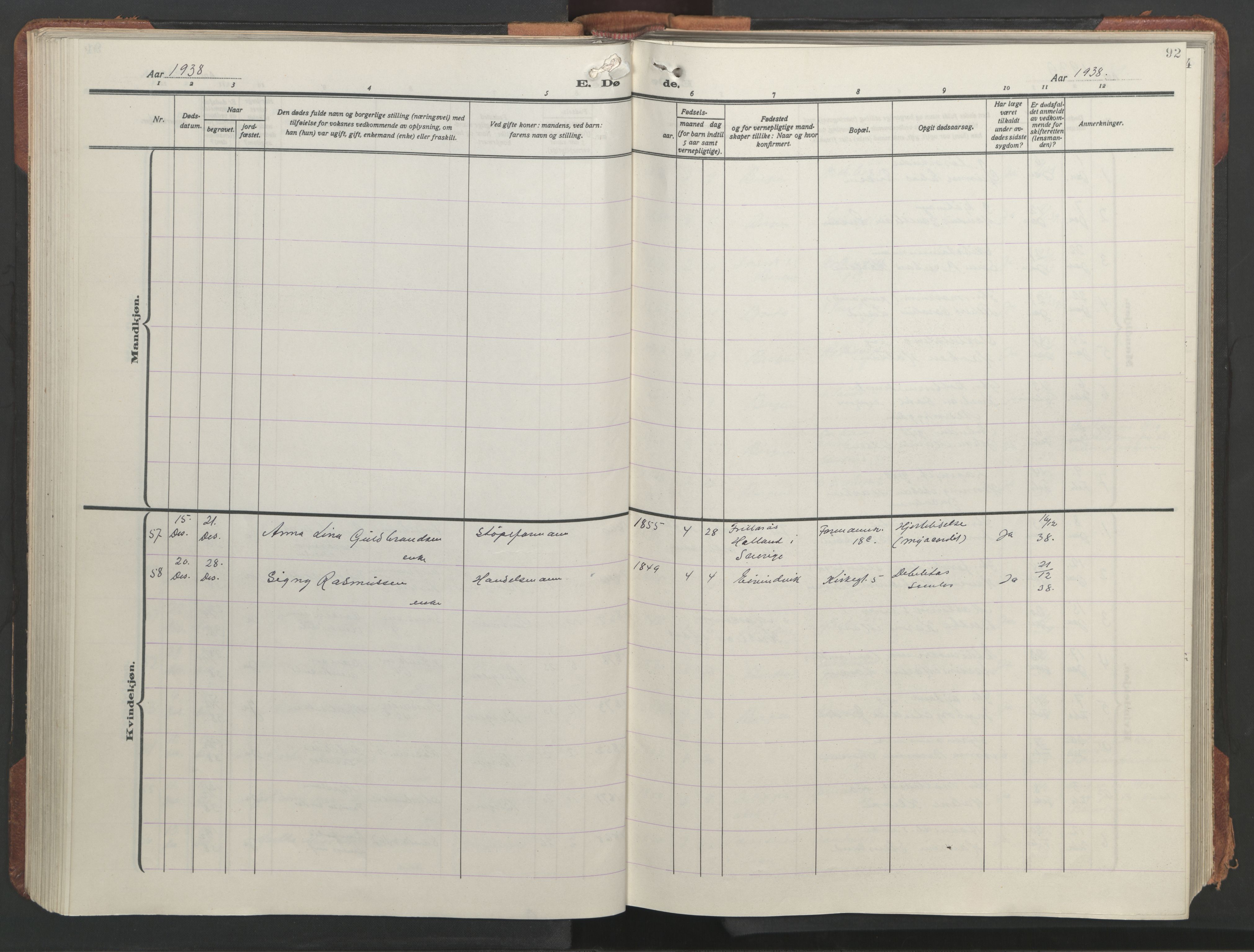 Sandviken Sokneprestembete, AV/SAB-A-77601/H/Hb/L0018: Parish register (copy) no. E 2, 1926-1962, p. 91b-92a