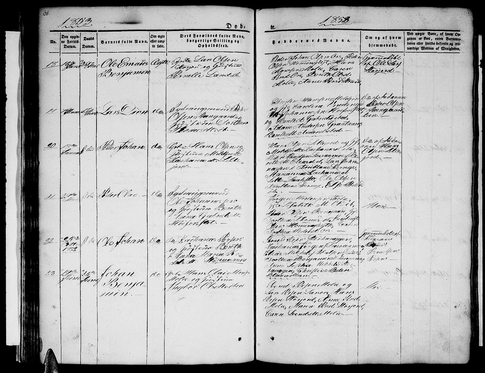 Ministerialprotokoller, klokkerbøker og fødselsregistre - Nordland, AV/SAT-A-1459/846/L0652: Parish register (copy) no. 846C02, 1841-1871, p. 61