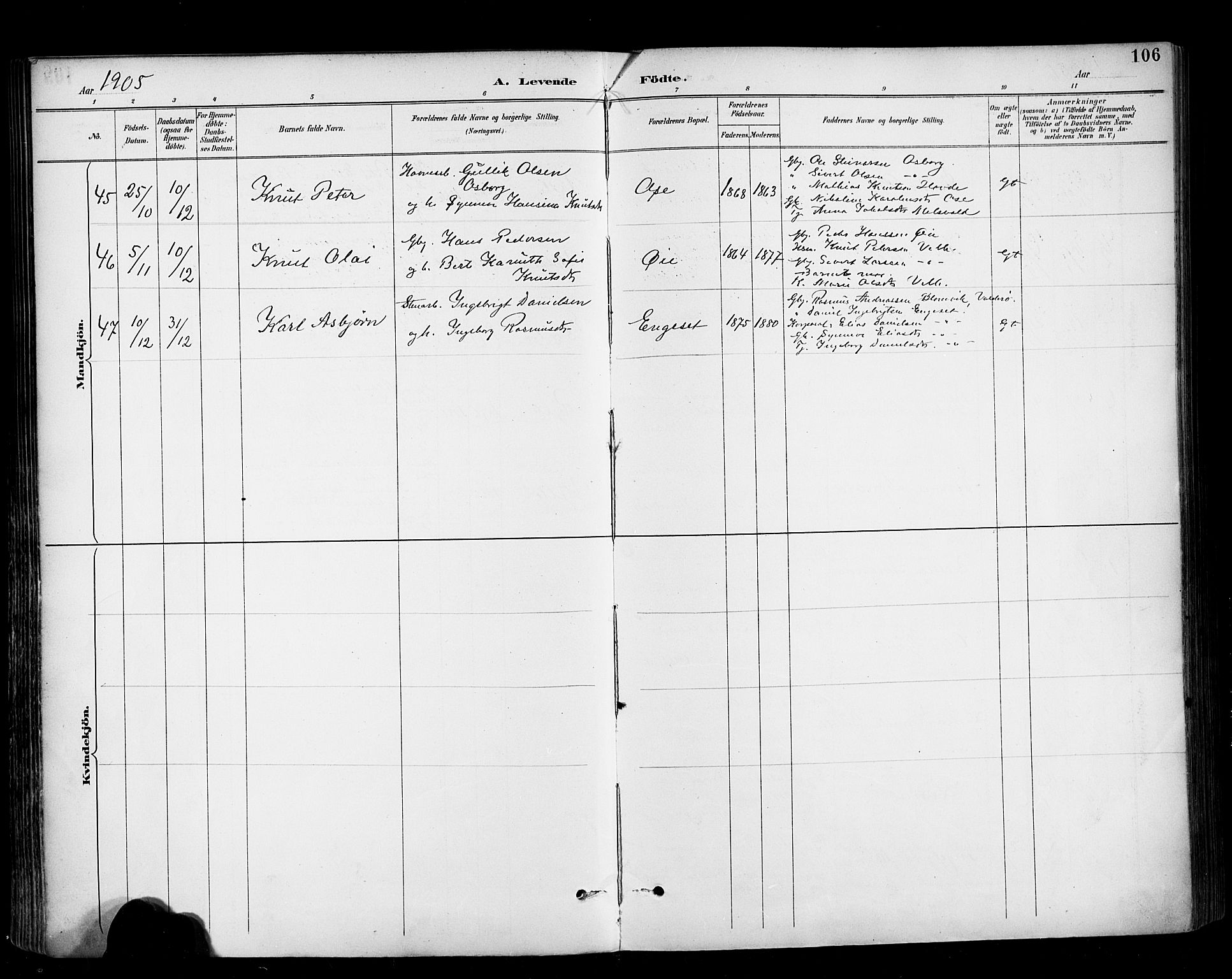 Ministerialprotokoller, klokkerbøker og fødselsregistre - Møre og Romsdal, AV/SAT-A-1454/513/L0177: Parish register (official) no. 513A04, 1890-1906, p. 106