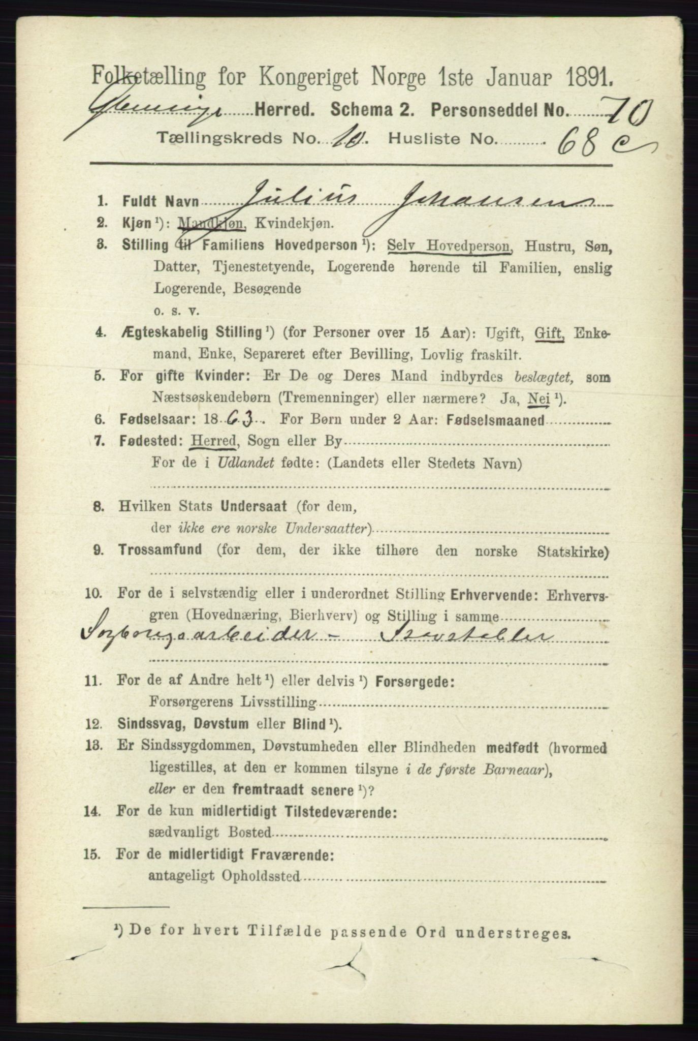 RA, 1891 census for 0132 Glemmen, 1891, p. 10525