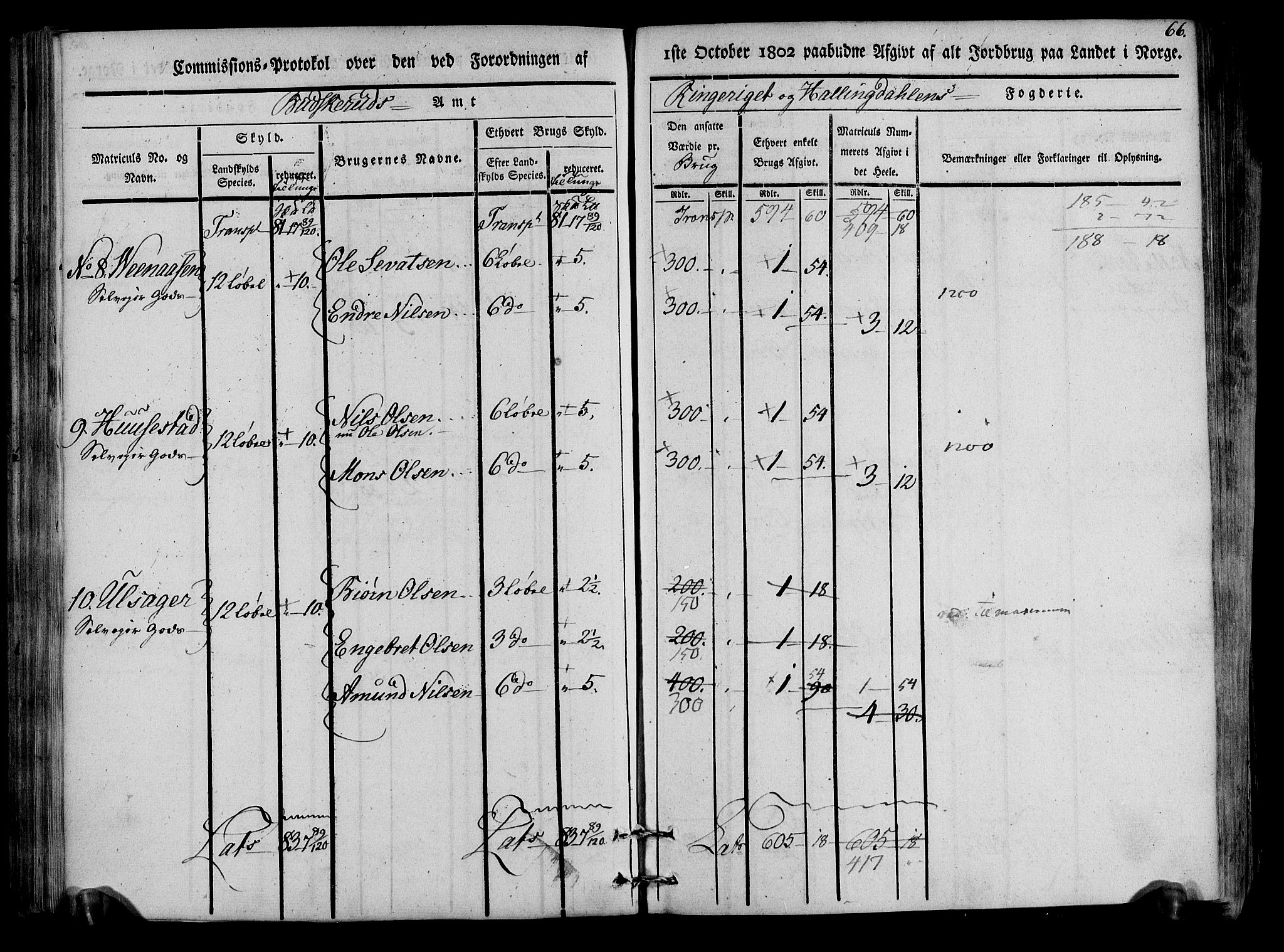 Rentekammeret inntil 1814, Realistisk ordnet avdeling, AV/RA-EA-4070/N/Ne/Nea/L0047: Ringerike og Hallingdal fogderi. Kommisjonsprotokoll for Nes prestegjeld, 1803, p. 68