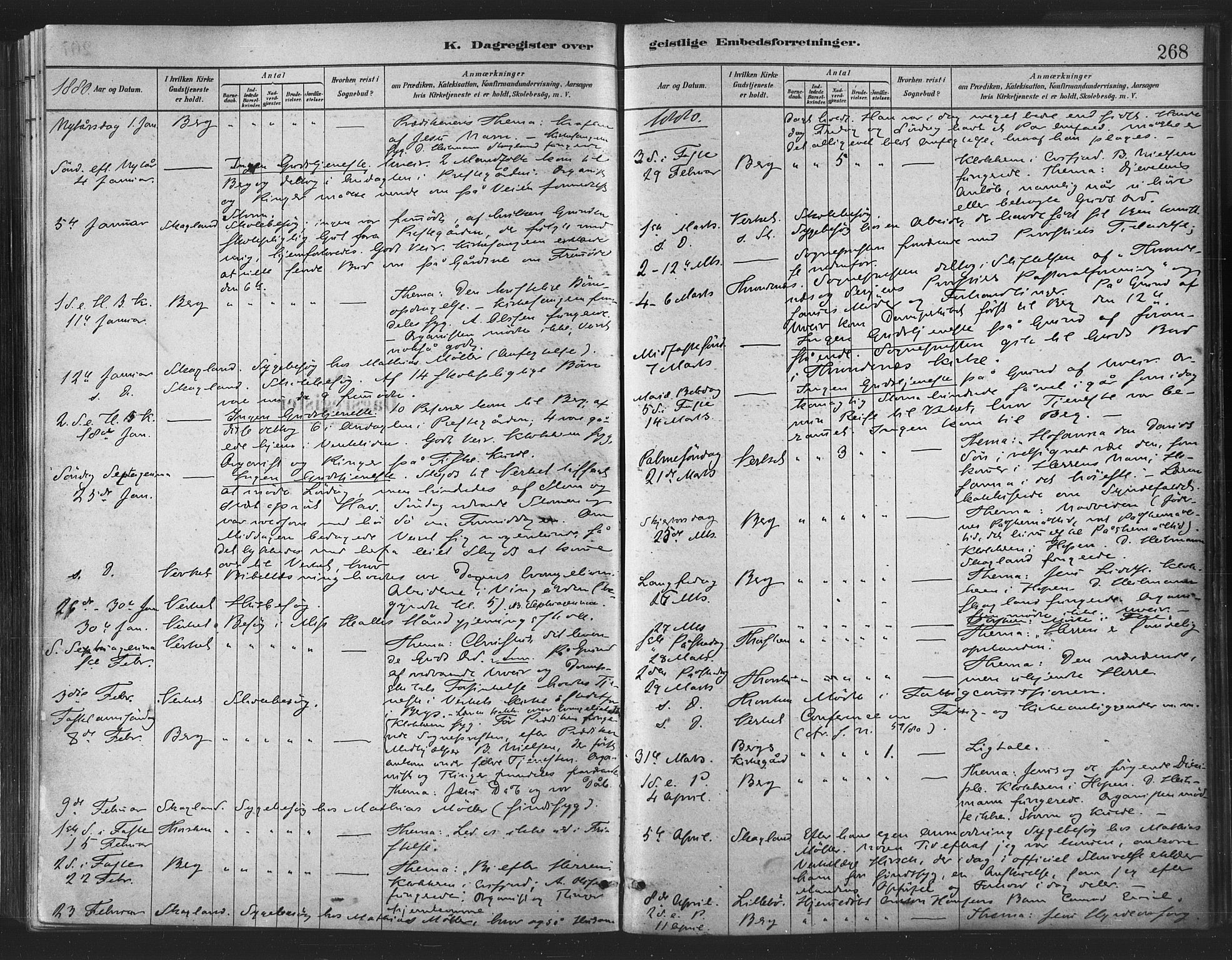 Berg sokneprestkontor, SATØ/S-1318/G/Ga/Gaa/L0004kirke: Parish register (official) no. 4, 1880-1894, p. 268