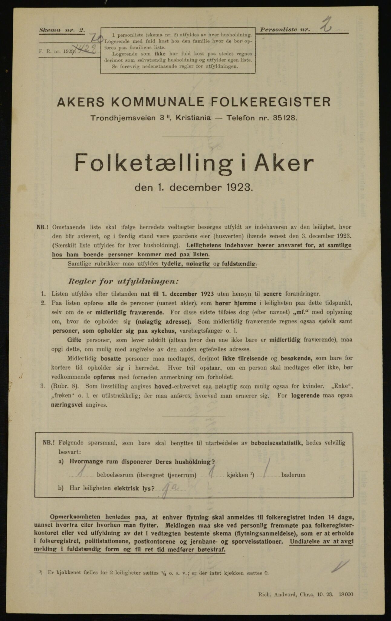 , Municipal Census 1923 for Aker, 1923, p. 37038