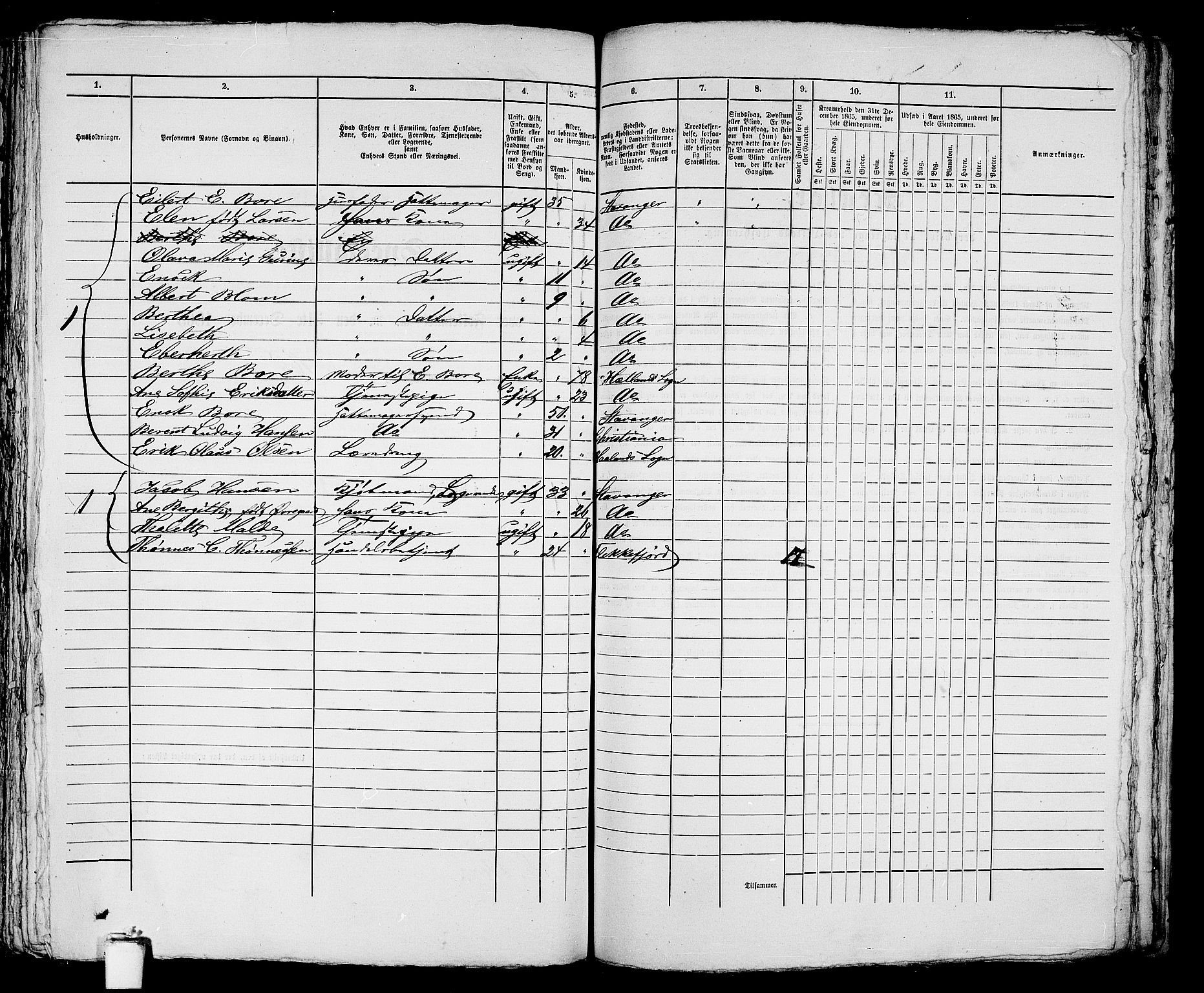 RA, 1865 census for Stavanger, 1865, p. 1351