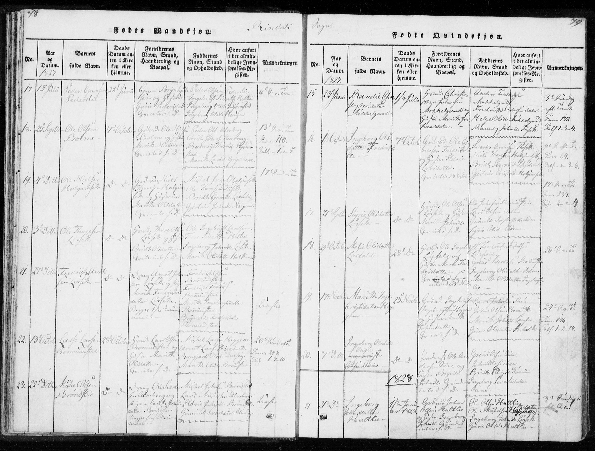 Ministerialprotokoller, klokkerbøker og fødselsregistre - Møre og Romsdal, AV/SAT-A-1454/595/L1041: Parish register (official) no. 595A03, 1819-1829, p. 78-79