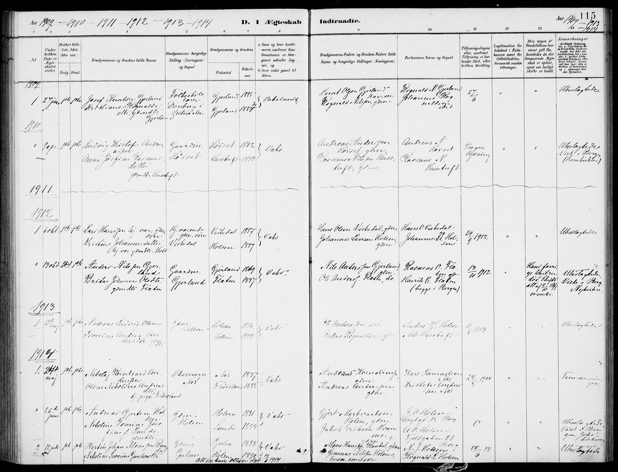 Førde sokneprestembete, SAB/A-79901/H/Haa/Haac/L0001: Parish register (official) no. C  1, 1881-1920, p. 115