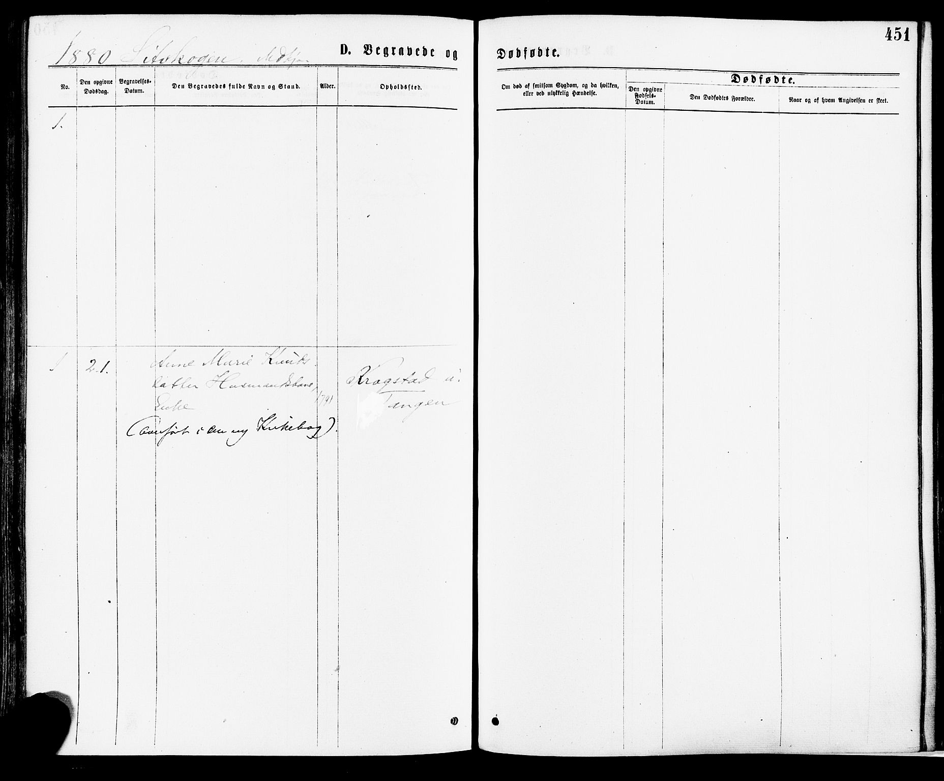 Høland prestekontor Kirkebøker, SAO/A-10346a/F/Fa/L0012.a: Parish register (official) no. I 12A, 1869-1879, p. 451