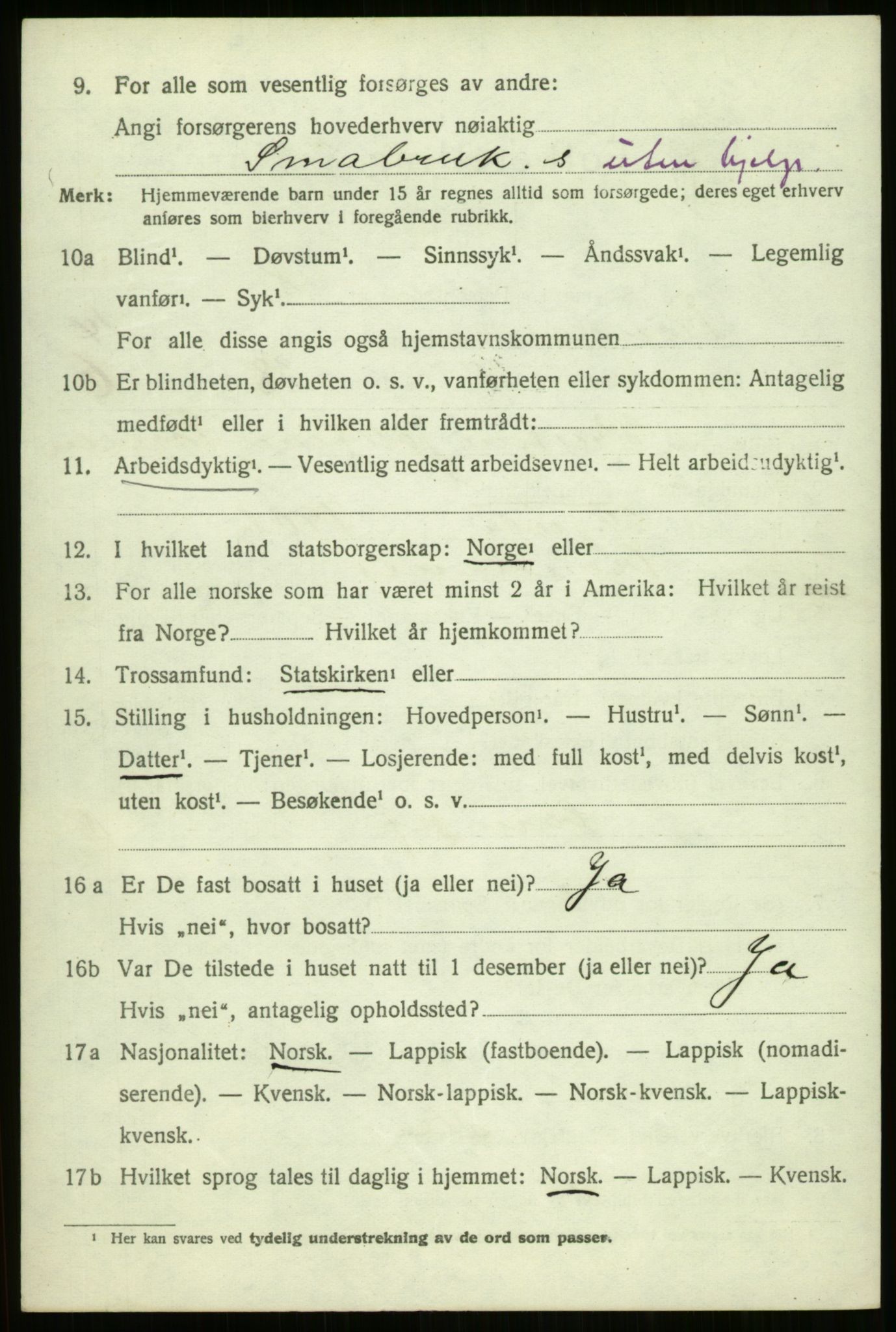 SATØ, 1920 census for Trondenes, 1920, p. 10298