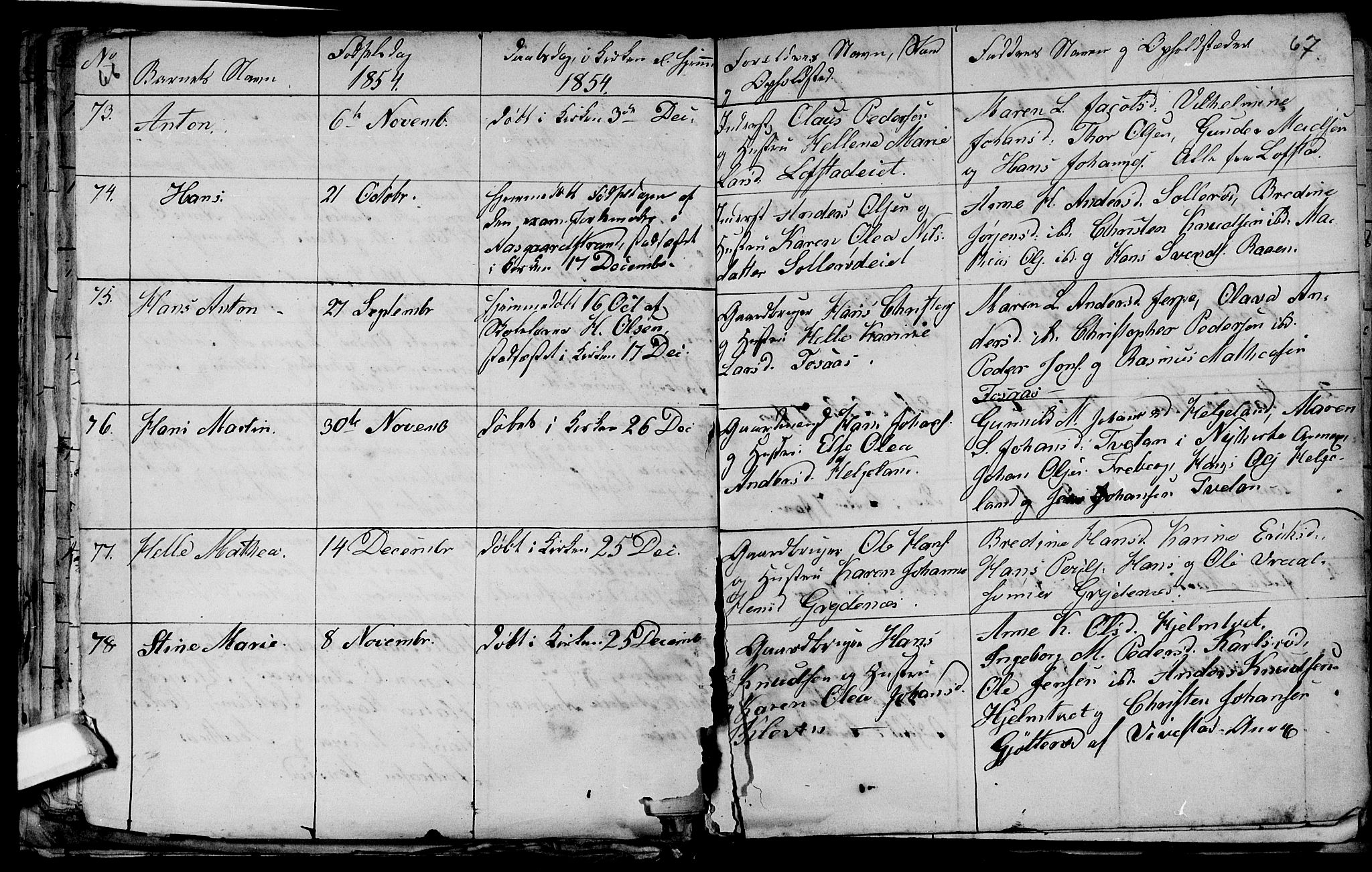 Våle kirkebøker, AV/SAKO-A-334/G/Ga/L0002: Parish register (copy) no. I 2, 1851-1863, p. 66-67