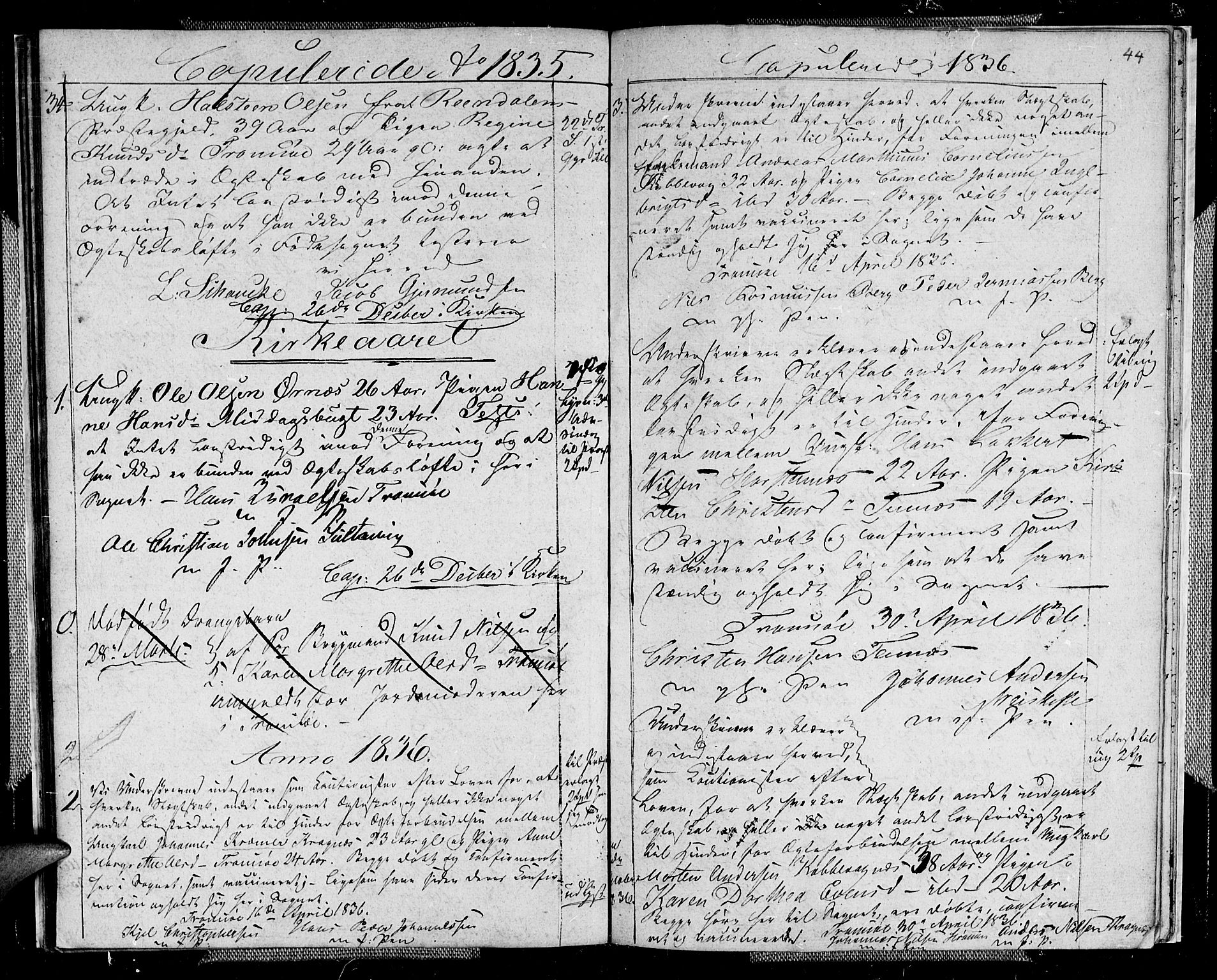 Tromsø sokneprestkontor/stiftsprosti/domprosti, AV/SATØ-S-1343/G/Gb/L0003klokker: Parish register (copy) no. 3, 1833-1836, p. 44