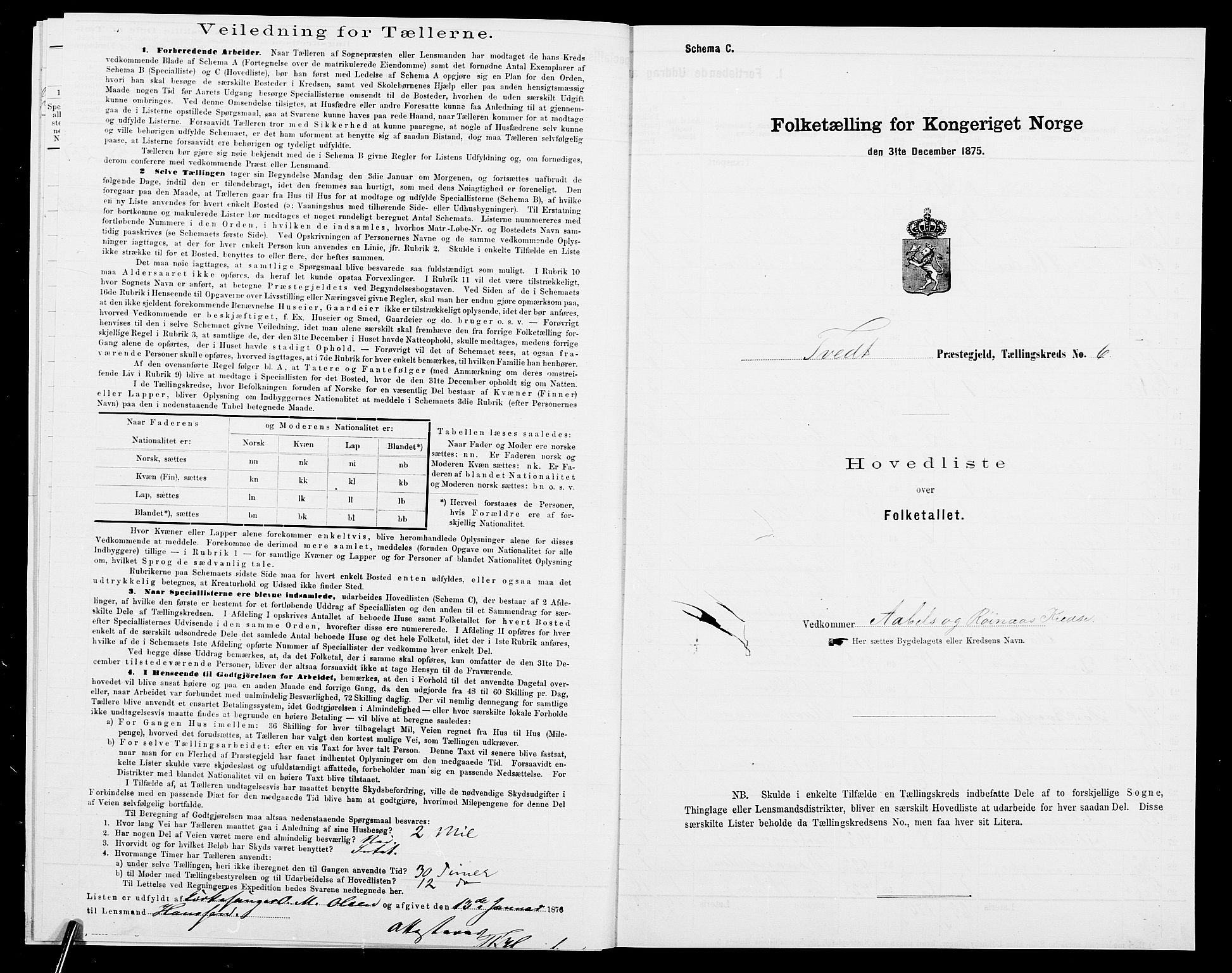 SAK, 1875 census for 1013P Tveit, 1875, p. 44