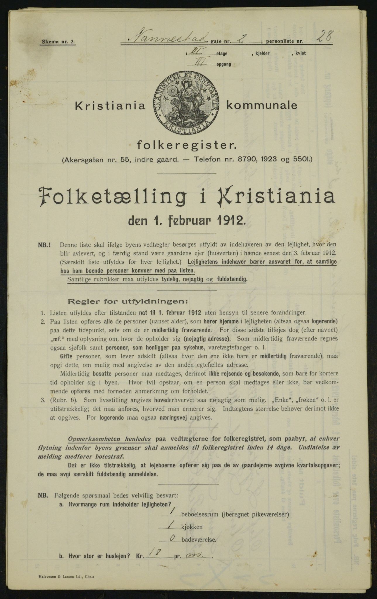 OBA, Municipal Census 1912 for Kristiania, 1912, p. 69605